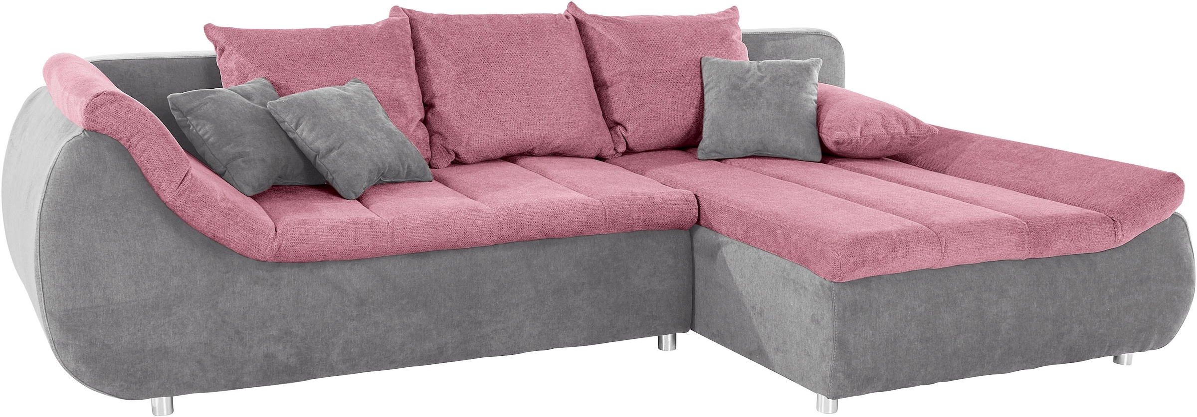 INOSIGN Ecksofa »Imola, elegant und modern, aktuelle Steppung im Sitz, bequem, L-Form«, frei im Raum stellbar, wahlweise mit Bettfunktion und Bettkasten