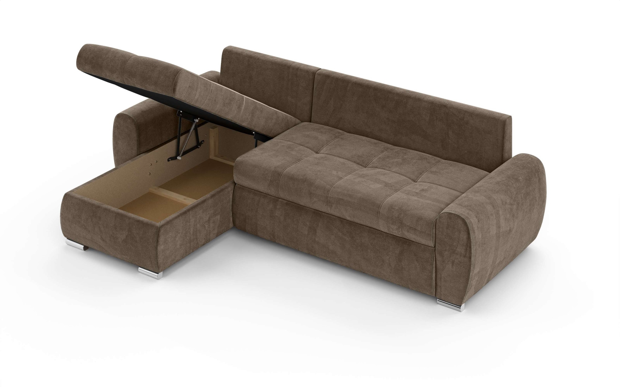 INOSIGN Ecksofa »HAVERHILL Schlafsofa mit Bettkasten, Masse B/H/T: 237/89/166 cm«, L-Form mit Recamiere links oder rechts bestellbar, Wellenunterfederung