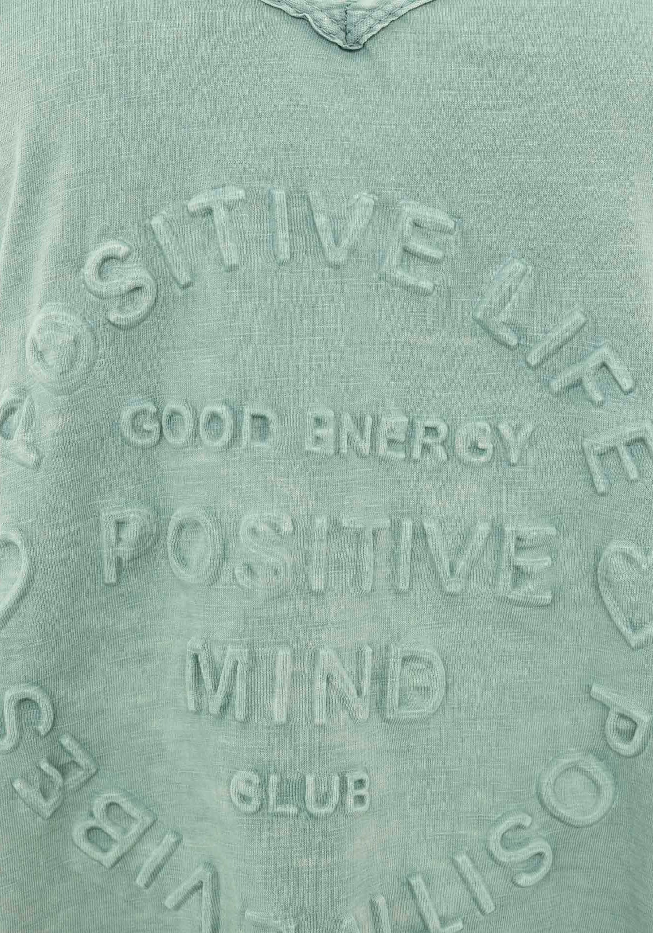 Zwillingsherz T-Shirt »"Positive Mind"«, V-Ausschnitt, Kurzarm, Used-Look, Baumwolle, ausgefranste Kanten