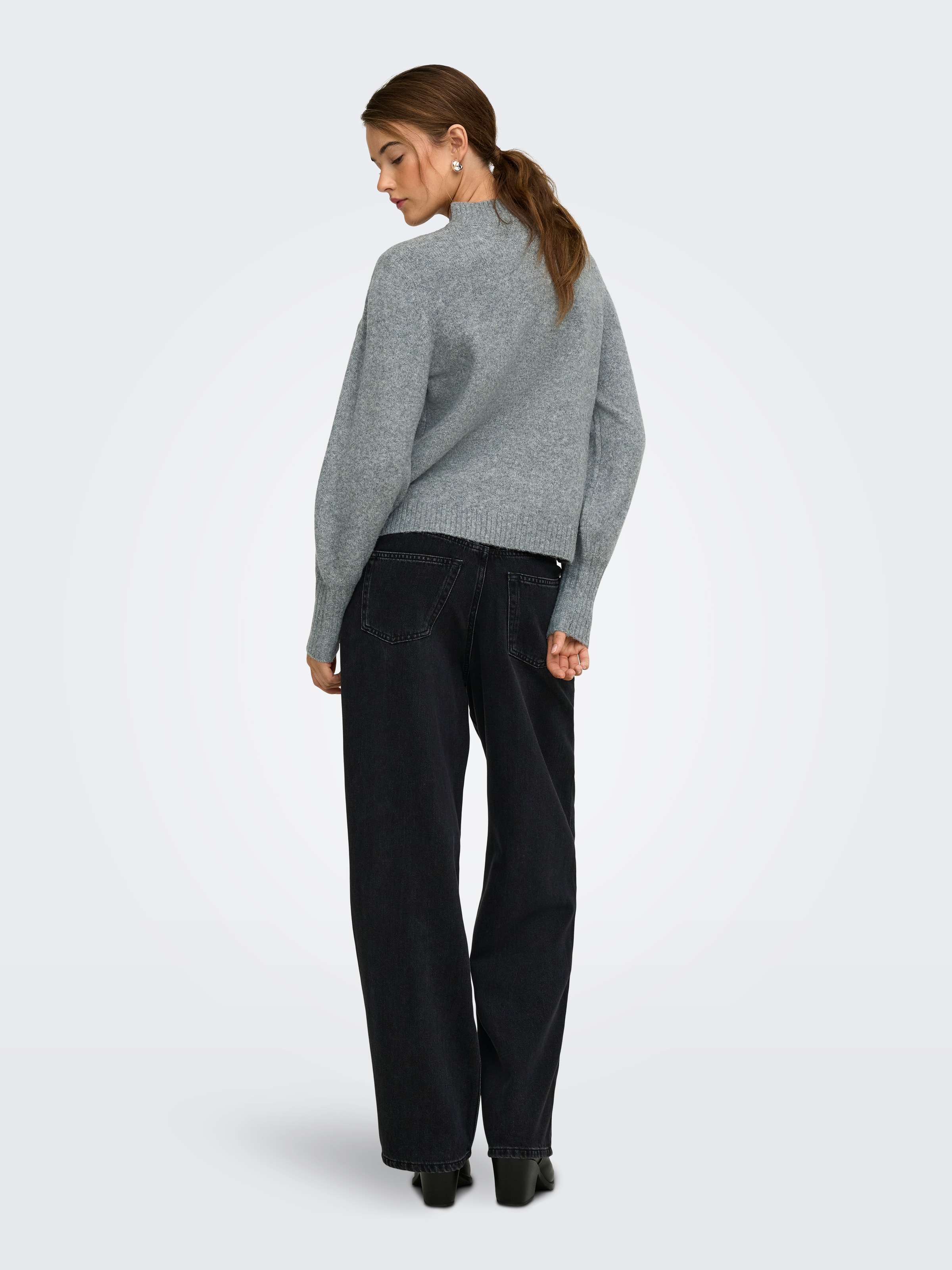 ONLY Strickpullover »ONLBEAUTY LS HIGH NECK EMB KNT« Materialmix mit Wolle und Stretch, regular fit