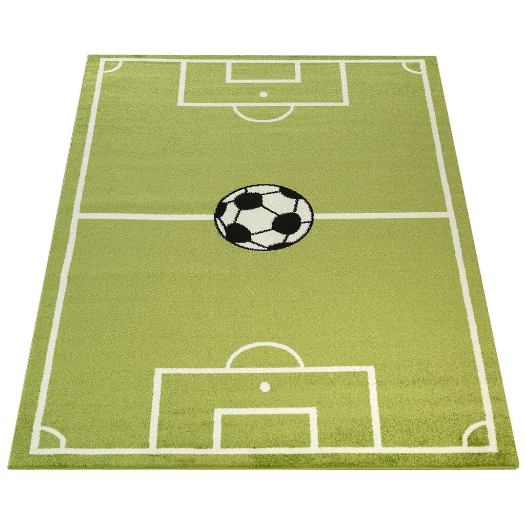 Paco Home Kinderteppich »ECE Fussball 953«, rechteckig, 14 mm Höhe, Kurzflor, Spiel-Teppich, Motiv Fussballfeld, Kinderzimmer