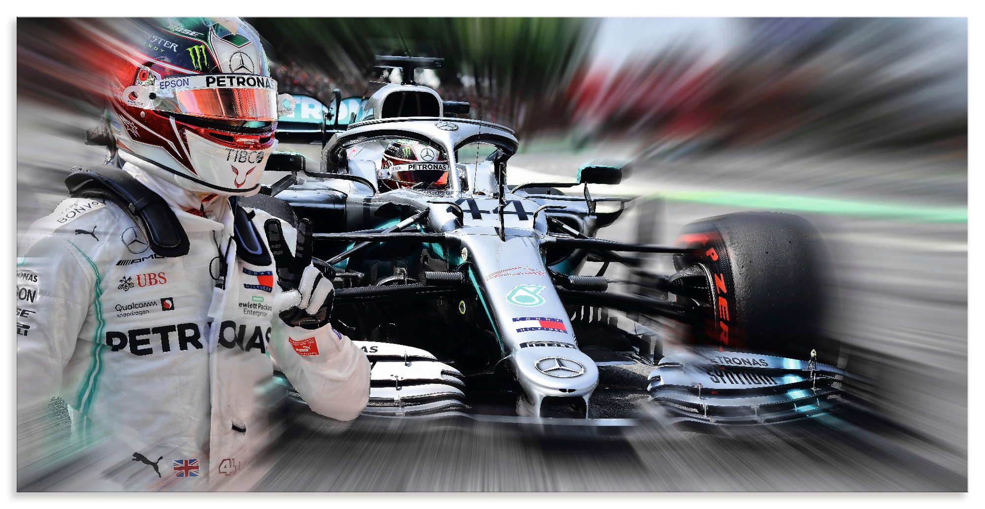 Image of Artland Wandbild "Weltmeister Sir Lewis Hamilton" Funsport 1 Stk. tlg. als Alubild, Leinwandbild, Poster, Wandaufkleber in verschied. Grössen