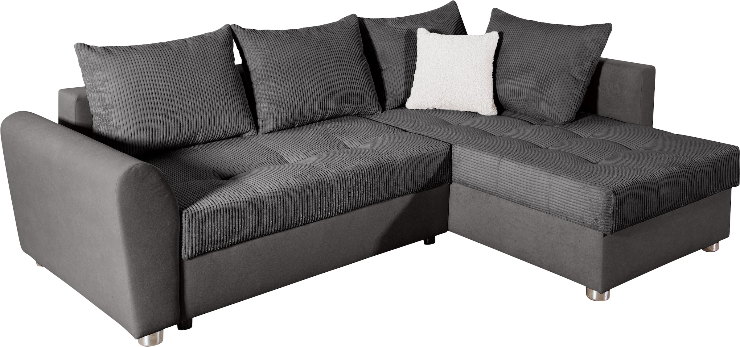 COLLECTION AB Ecksofa »Jana L-Form, B: 220 cm« Bettfunktion, Bettkasten & 1 Zierkissen, Federkern