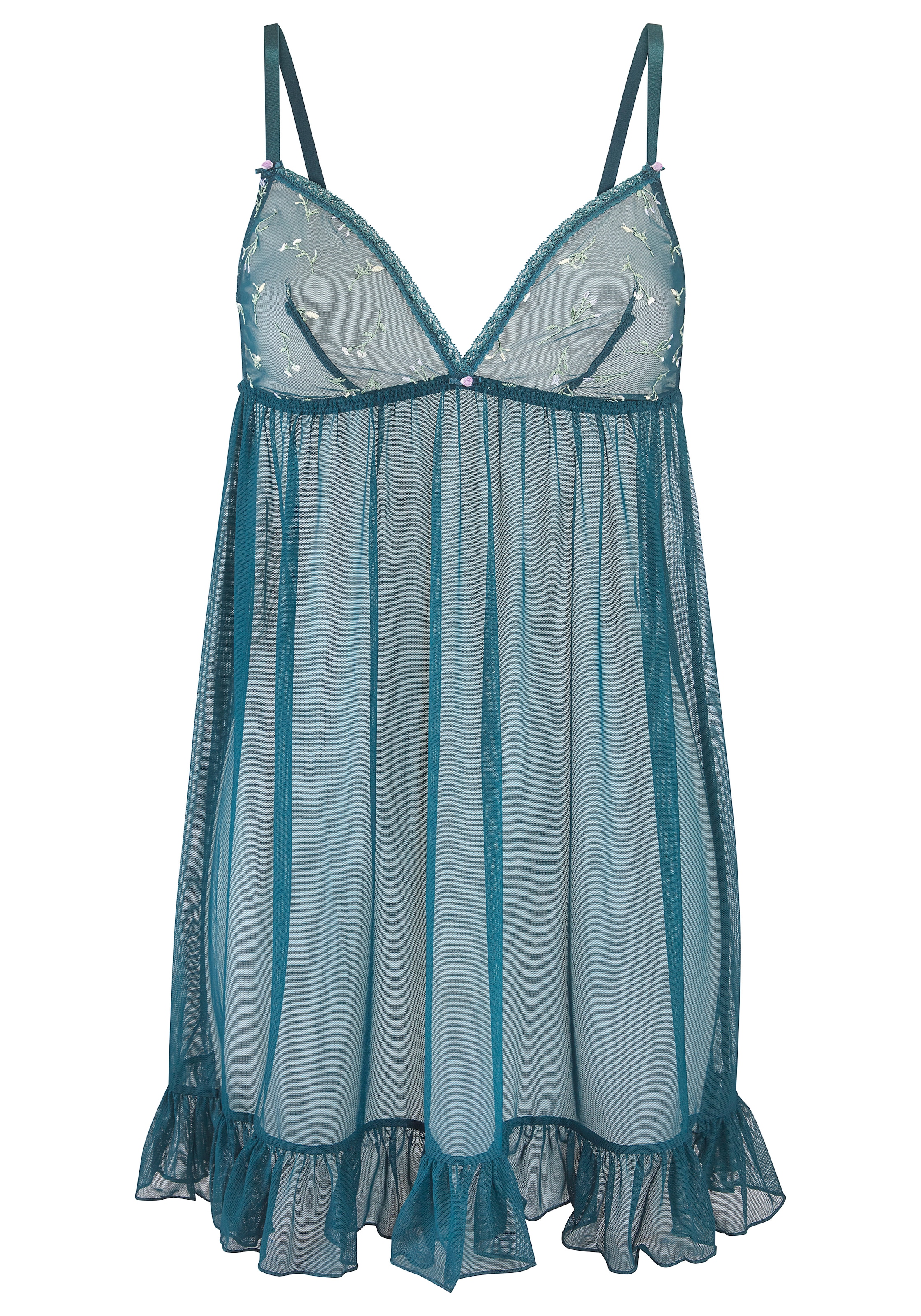 Vivance Négligé »Thea« en mesh doux transparent avec fleurs en dentelle brodée, lingerie sexy