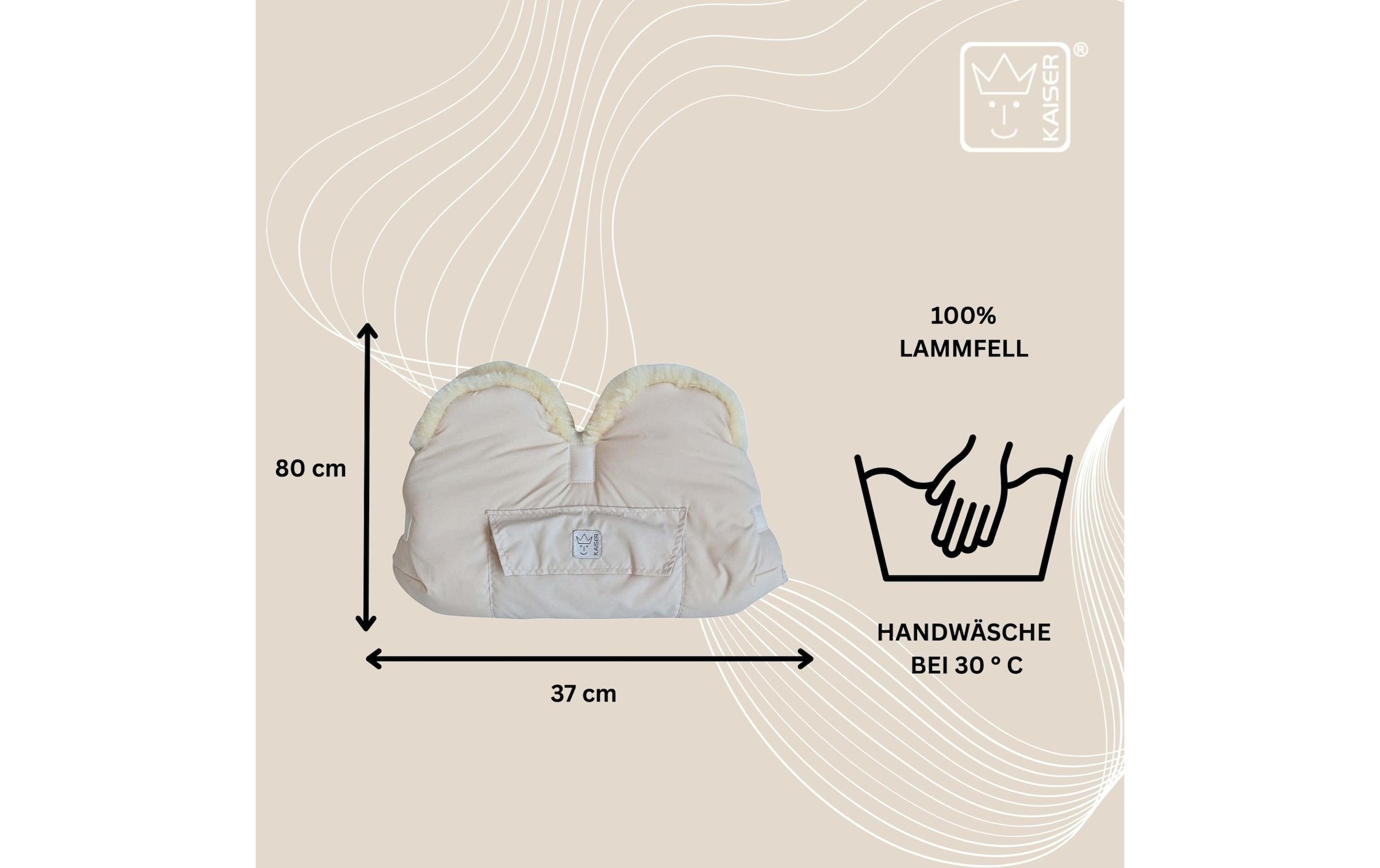 Kaiser Chauffe-mains pour poussette »Lammfell Big Cream«