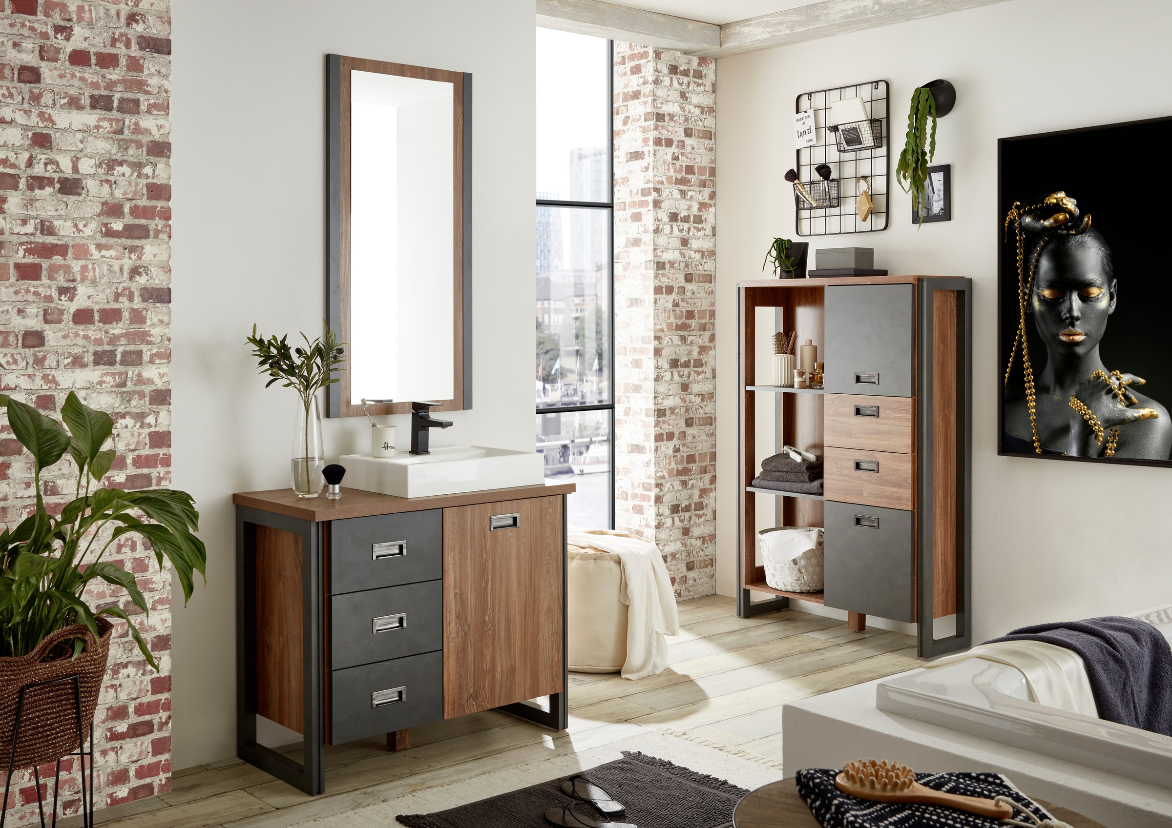 Image of Home affaire Badmöbel-Set »Detroit«, (Set, 3 St.), inklusive Aufsatzwaschbecken aus Mineralguss bei Ackermann Versand Schweiz