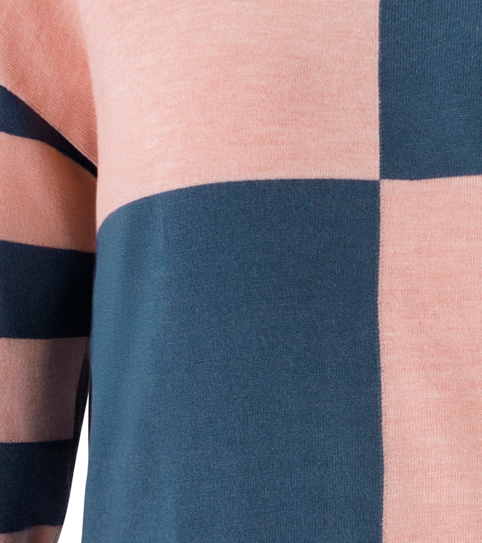 Aniston CASUAL Strickpullover mit grossflächigem Patchmuster und geringelten Ärmeln - NEUE KOLLEKTION