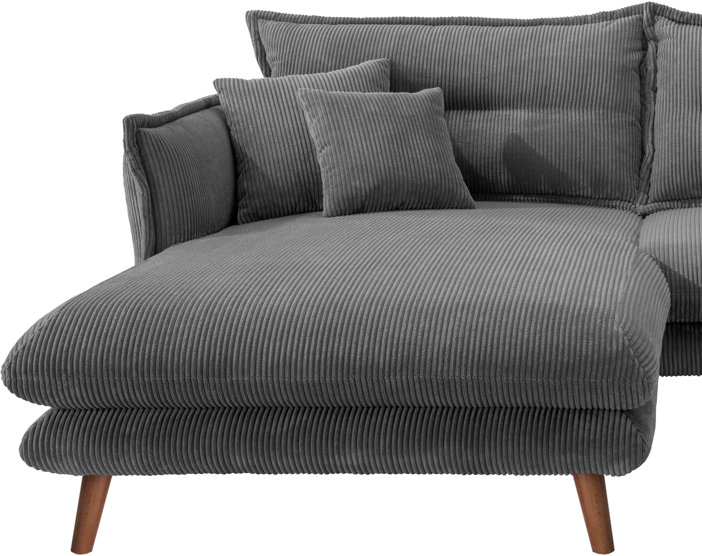 INOSIGN Ecksofa »Lazio modern und bequem, schmale Armlehnen, tolle Detailverarbeitung«, zwei verschiedene Fussfarben wählbar