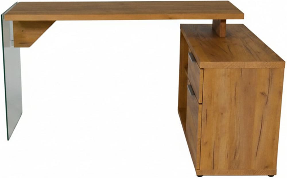 Image of Jahnke Eckschreibtisch "LUX C 135 E" Eckschreibtisch,wechselseitig montierbar,Glas,1 Schublade & 2 Fächer