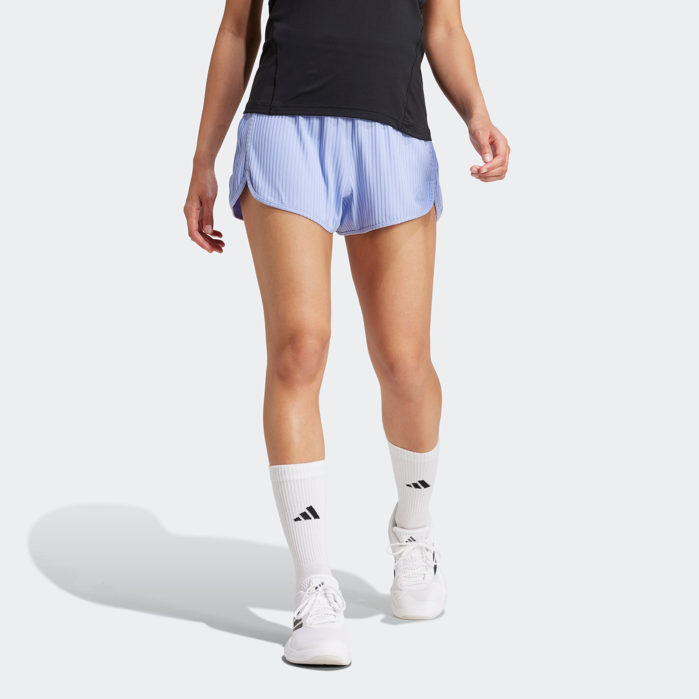Image of adidas Performance Shorts "PACER ALL GYM SEASONAL RIB HIGH-RISE TONAL 3-STREIFEN"