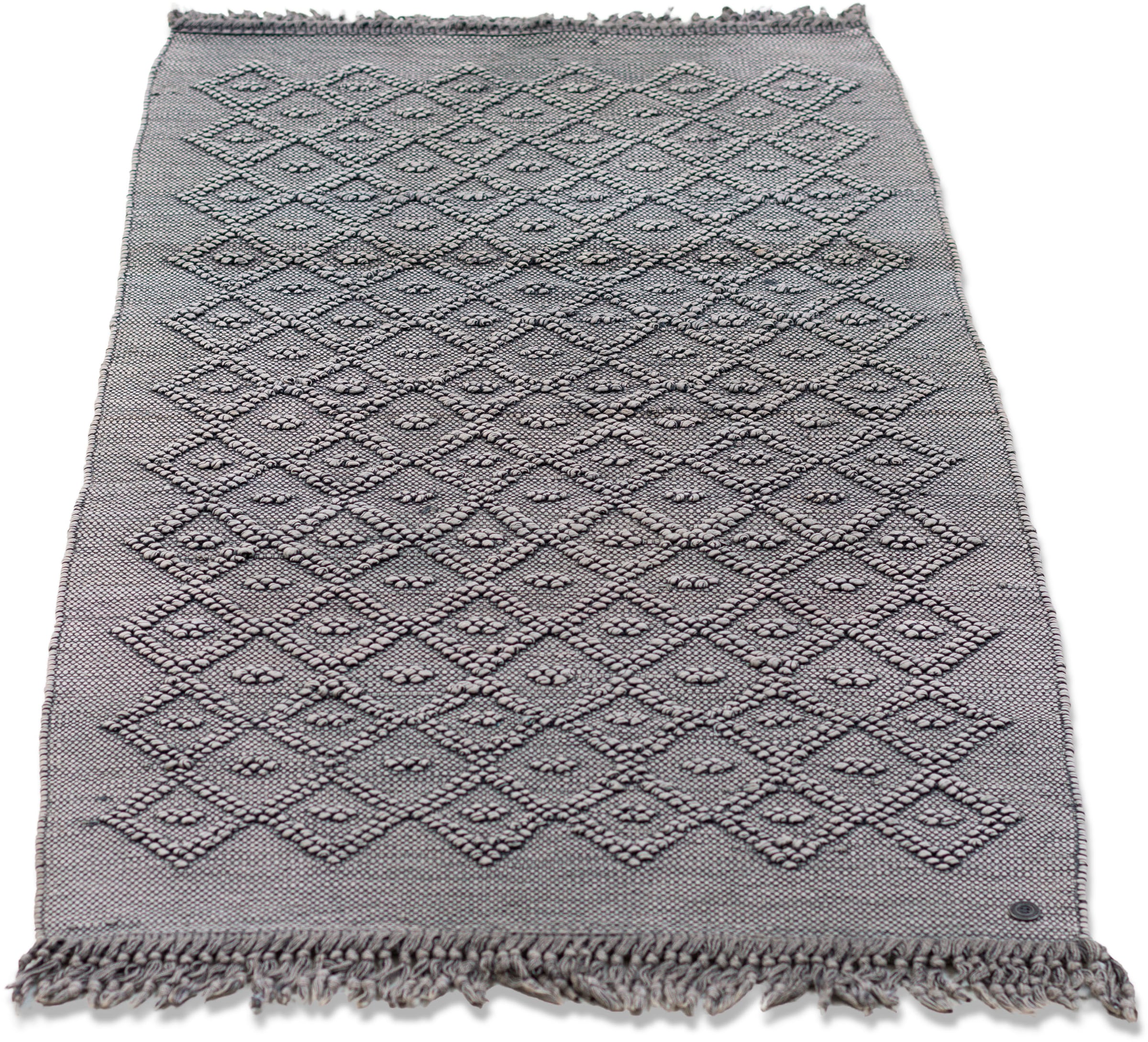 Image of TOM TAILOR HOME Badematte "Vintage Wash, Badvorleger, Badezimmer Teppich" Höhe 6 mm fussbodenheizungsgeeignet Badteppich, Uni Farben, Rauten Muster, mit Fransen, reine Baumwolle