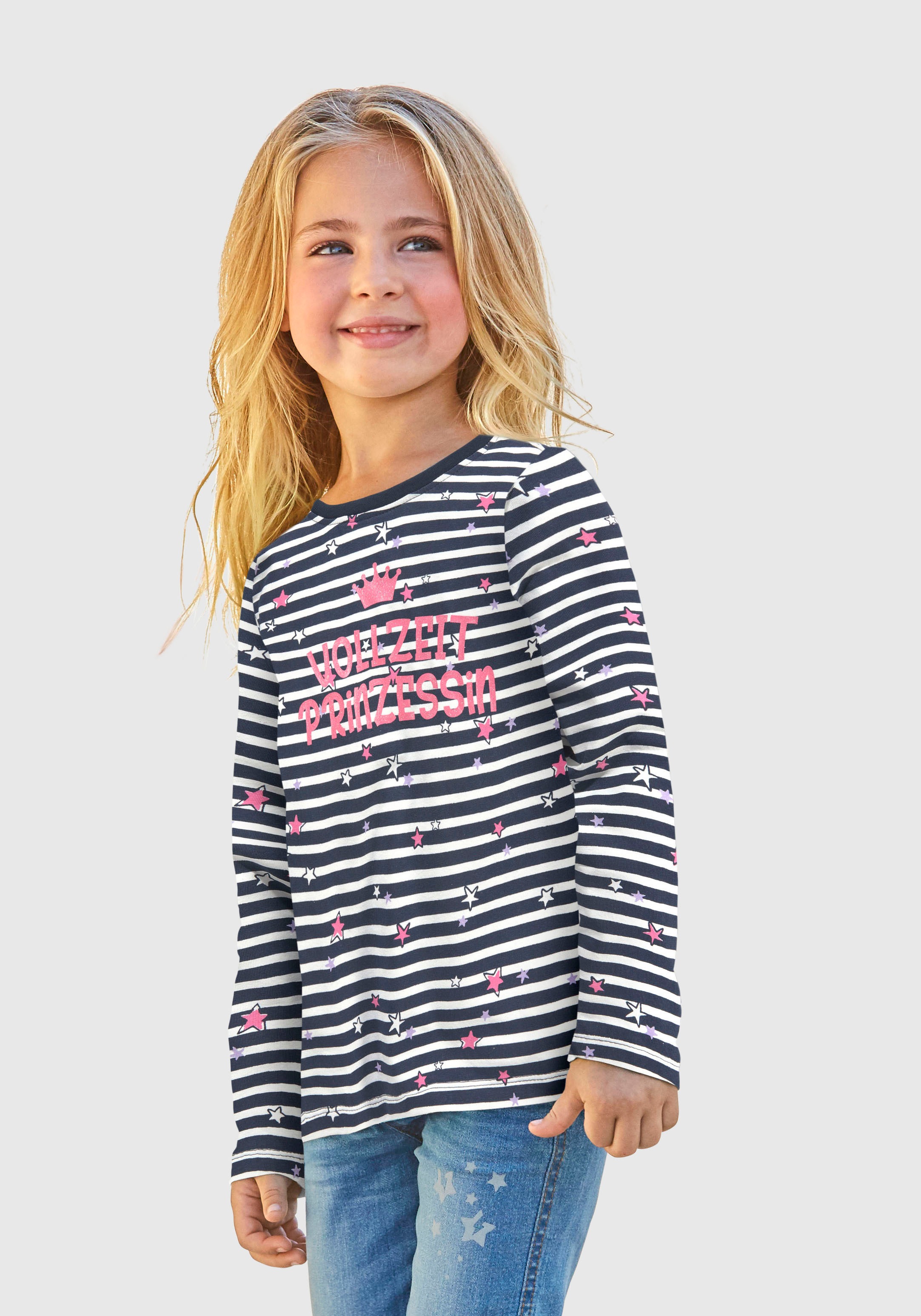 Image of KIDSWORLD Langarmshirt, mit Streifen und kleinen Sternen bei Ackermann Versand Schweiz