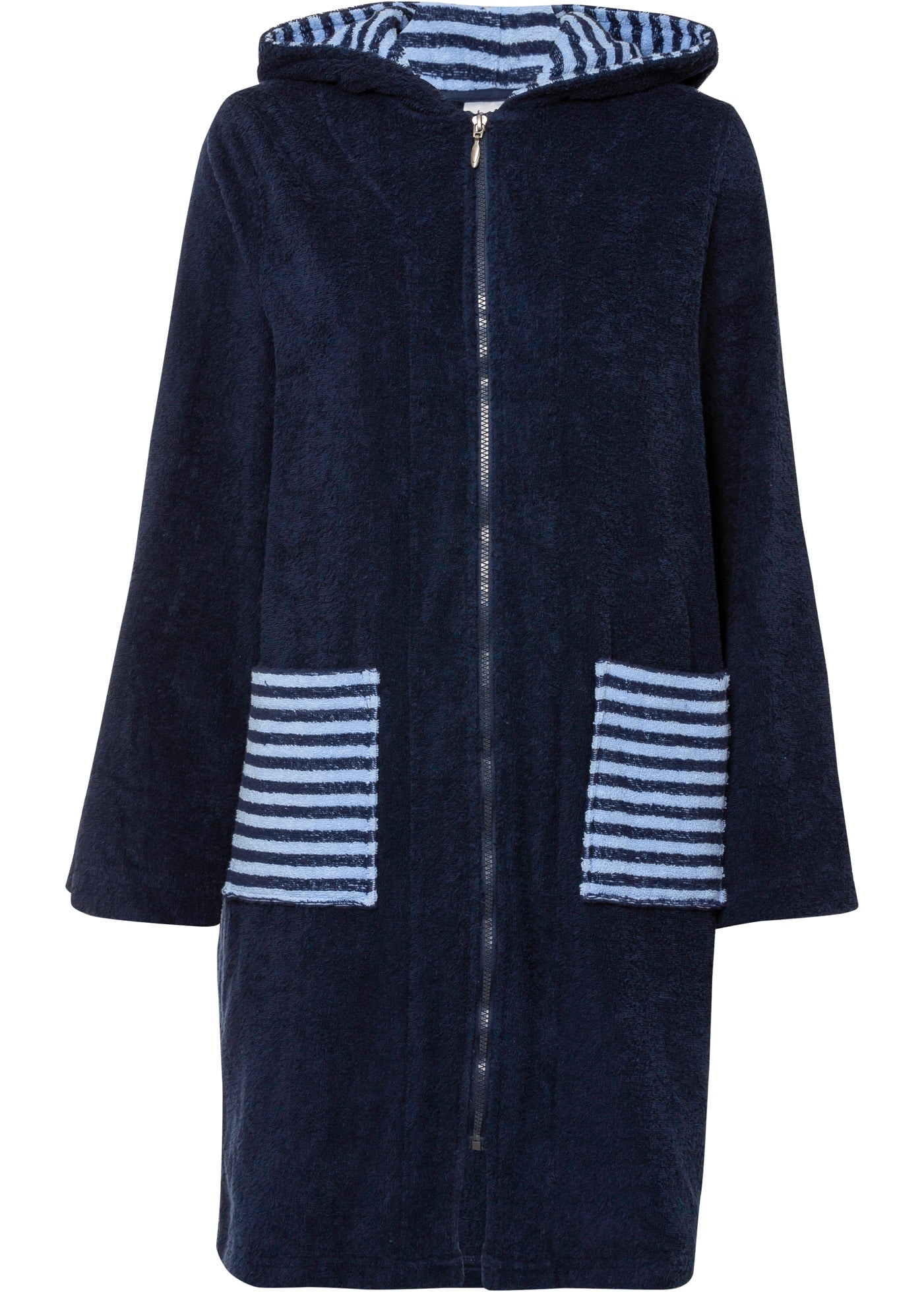 bonprix Bademantel »Frottee Bademantel aus Bio-Baumwolle mit Reissverschluss« Frottee aus Baumwolle, mit Reissverschluss, knielang