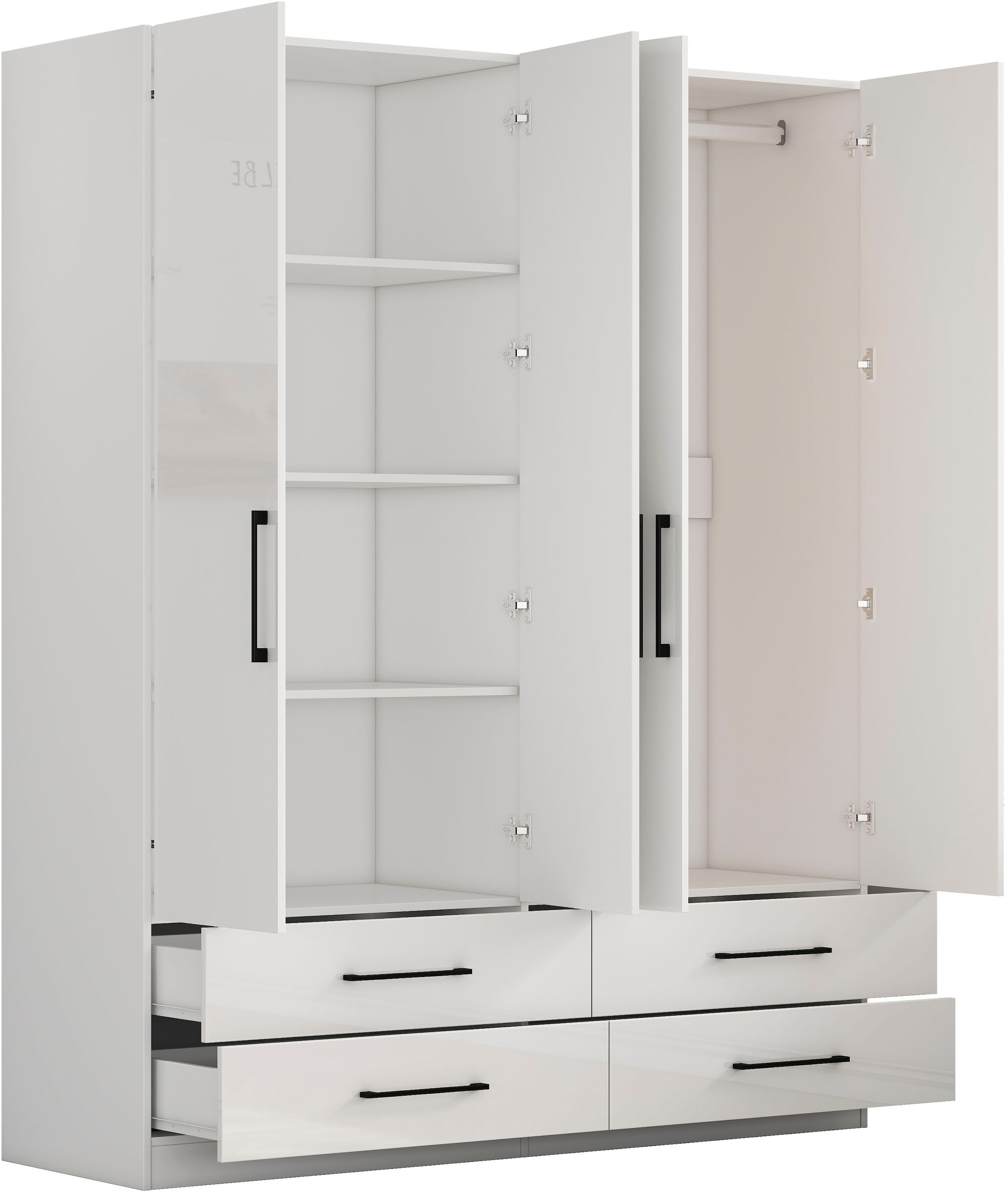GOODproduct Armoires à vêtements »Sylt Schlafzimmerschrank Garderobe Schrank hochglanz« Drehtürenschrank mit 4 Schubladen und 4 Türen,  Schrank in Breite 160 mit viel Stauraum