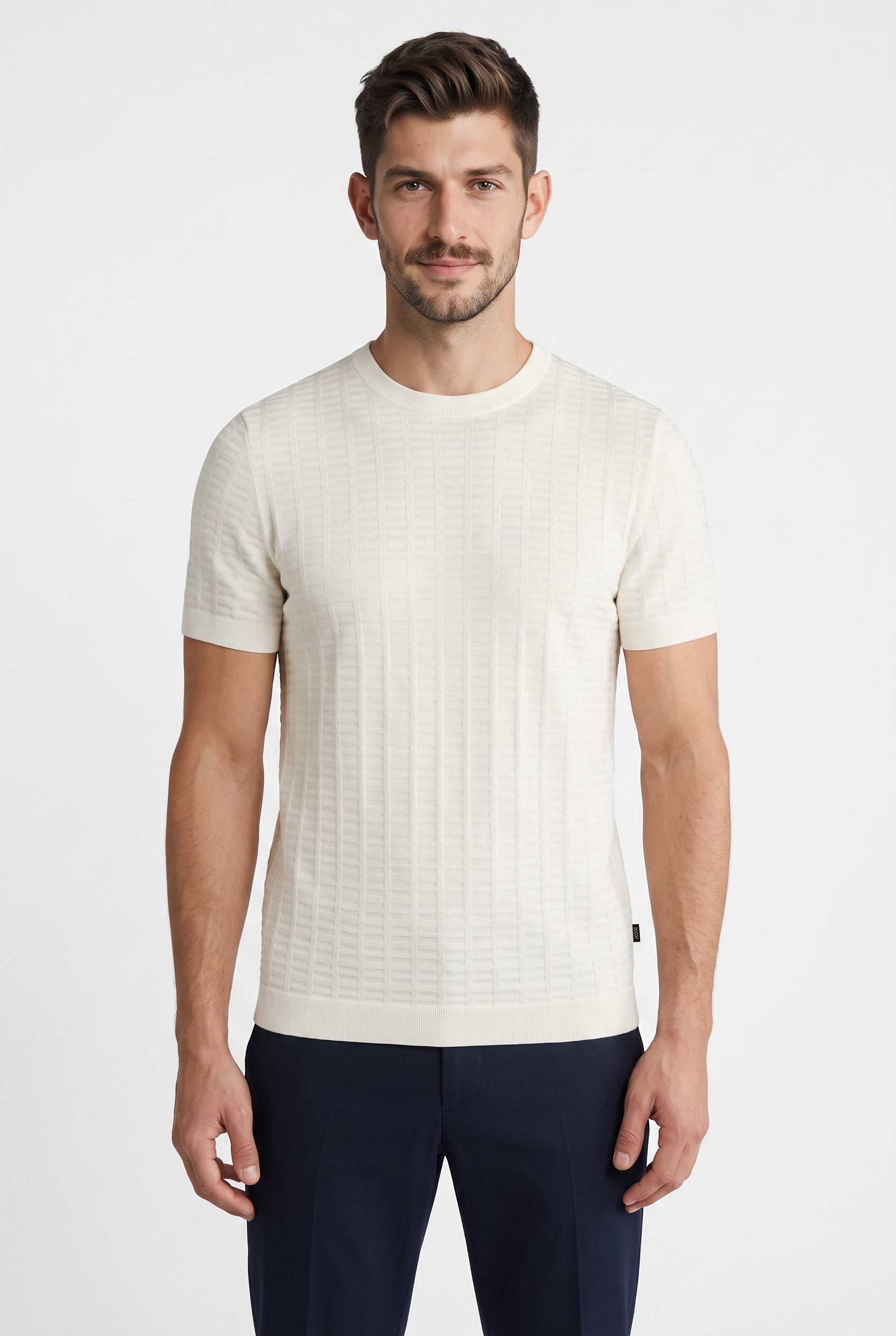Image of JOOP Kurzarmpullover "Theor" mit Strukturmuster
