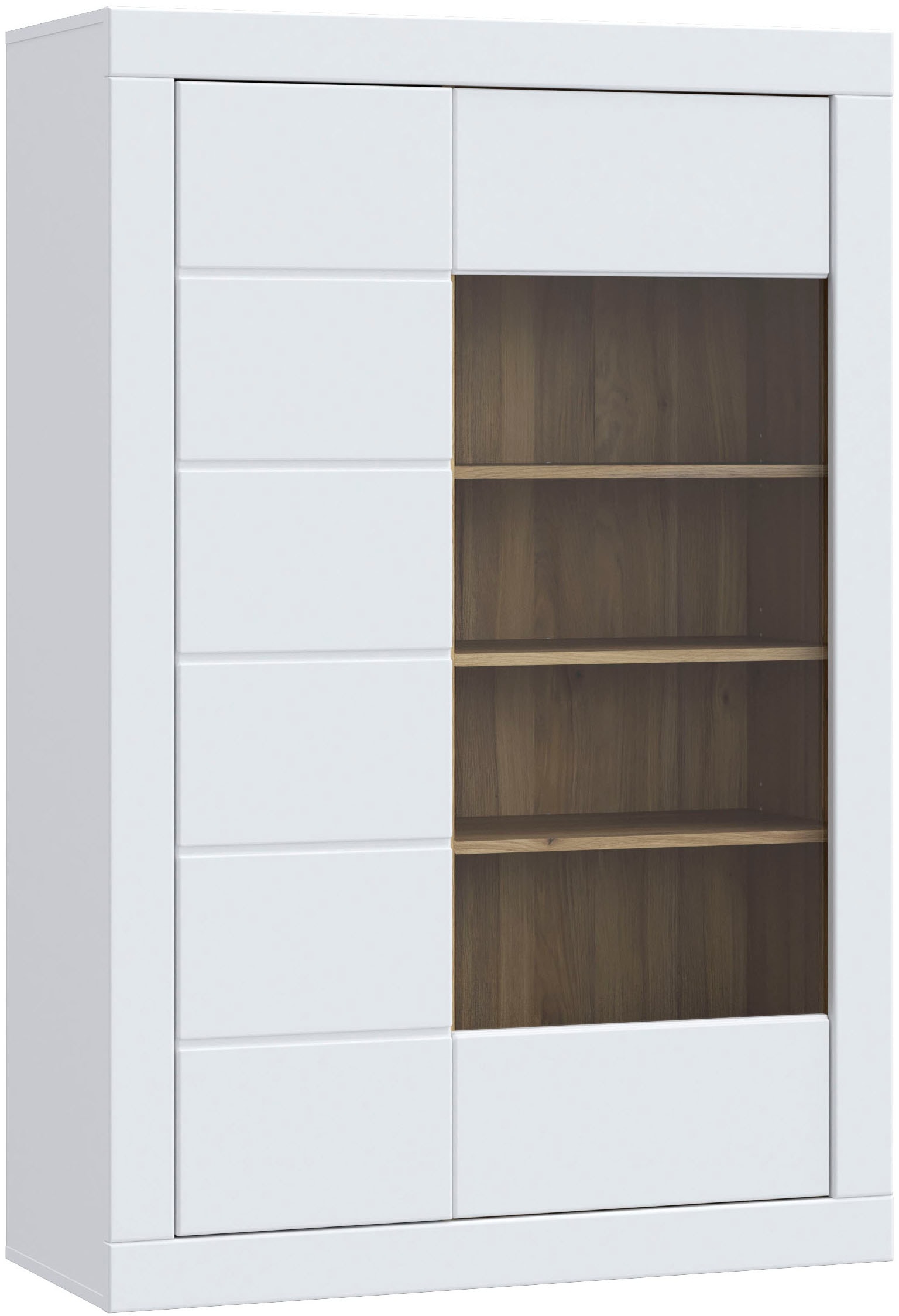 FORTE Vitrine »Lefkadas« BxH=101x151,2 cm,  Highboard, grifflose Front, breite Rahmenoptik, Tür mit Glaseinsatz