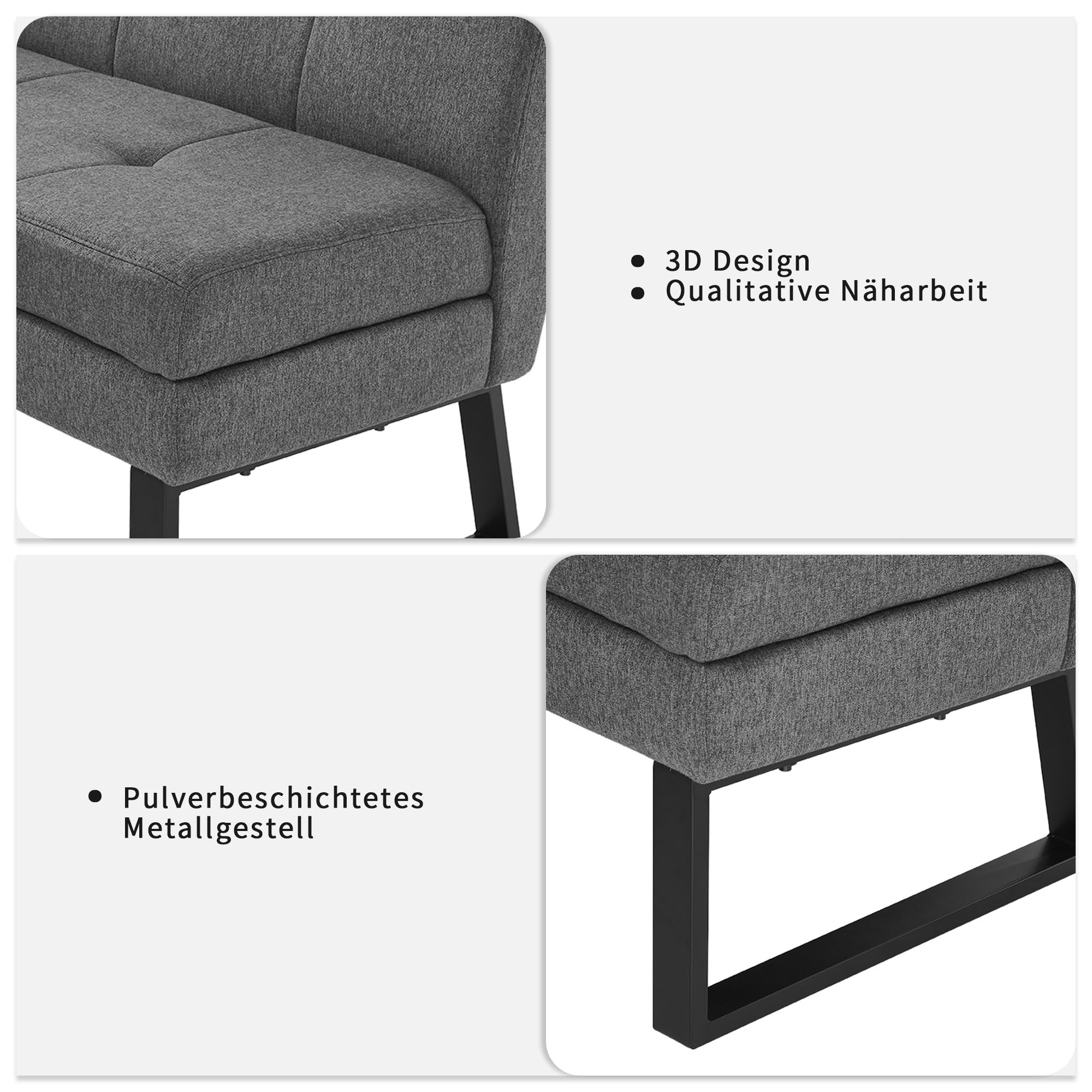 GOODproduct Eckbank »Geranie, Sitzbank, Essbank, pflegeleichter Strukturstoff« Eckbank inkl. Stauraum, Pulverbeschichtetes Metallgestell