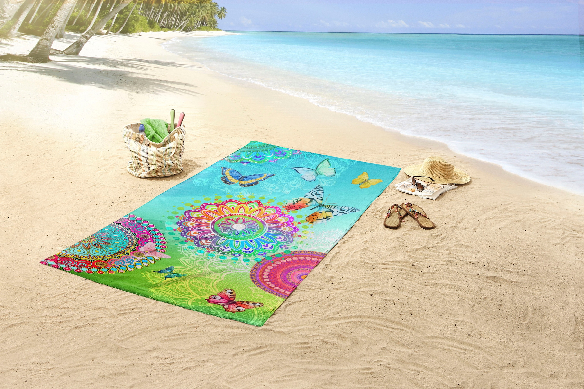 hip Strandtuch »Mystic«, (1 St., Strandtuch 100 x 180 cm), mit Mandalas & Schmetterlingen