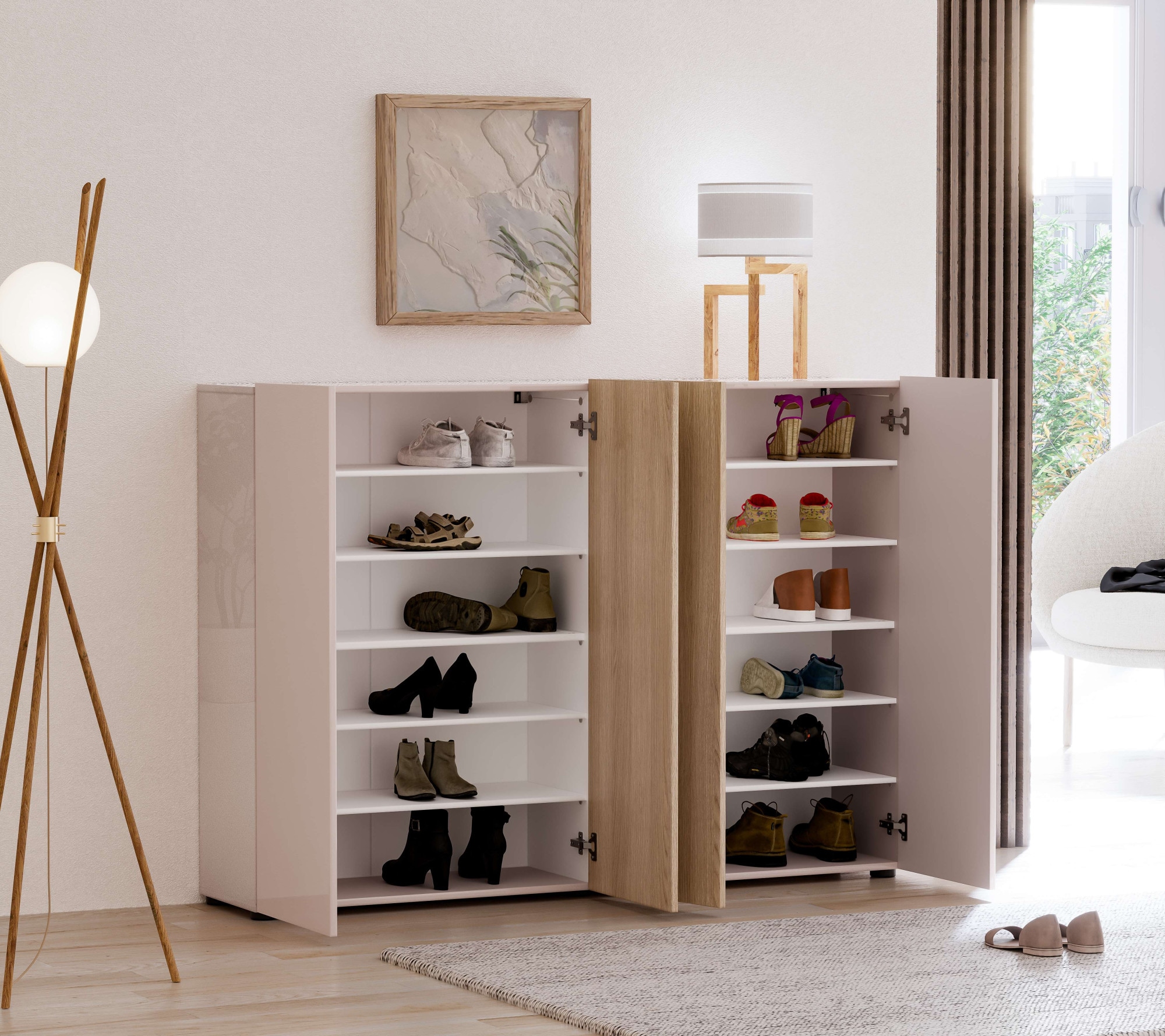 Home affaire Schuhschrank »LADY, Schuhkommode,Schuhmöbel,Schuhablage,Schuhregal« 10 Einlegeböden,12 Fächer,ca. 36 Paar Schuhe-Masse: B/T/H:160x34x115 cm