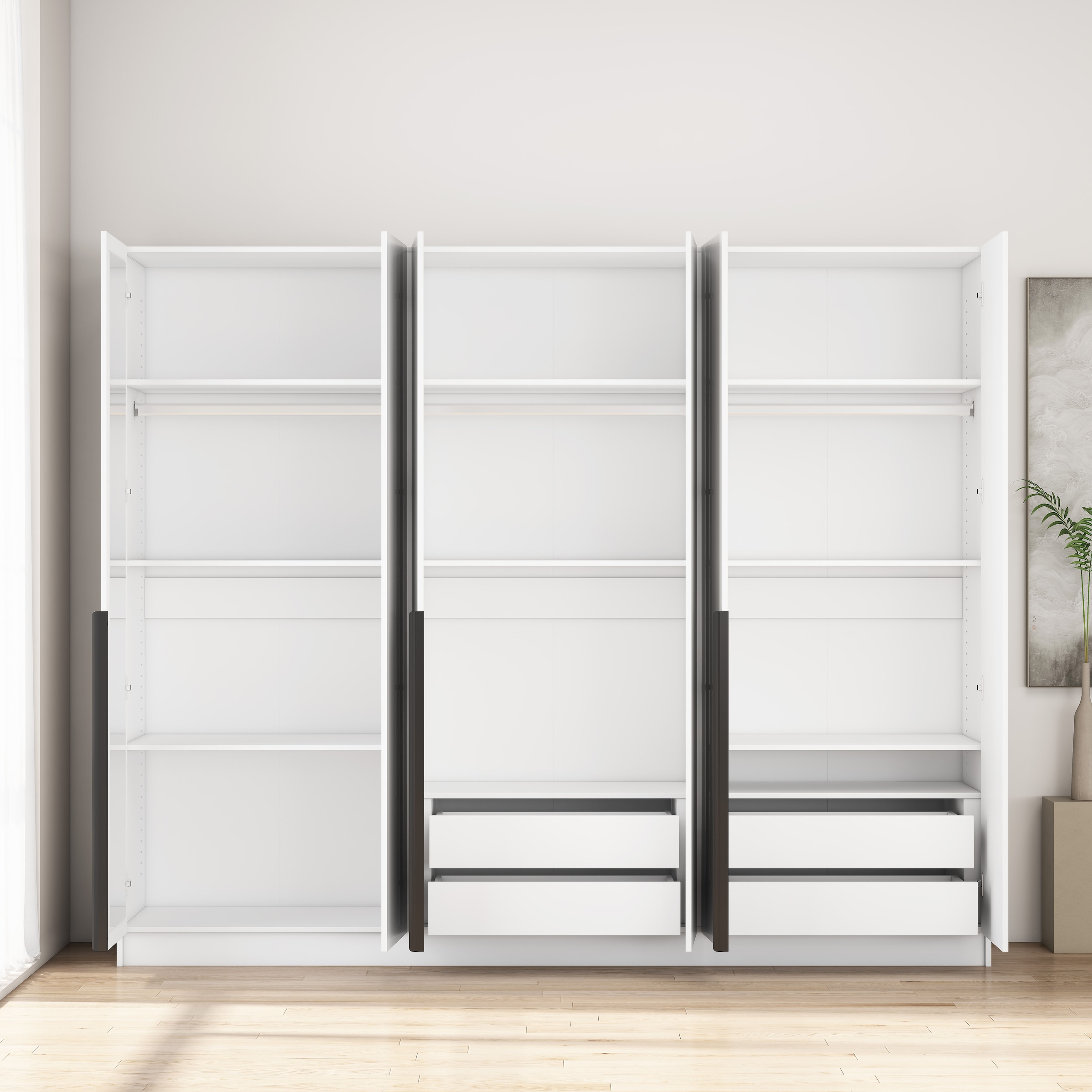 GOODproduct Armoires à vêtements »Annor Schlafzimmerschrank Breite 242cm hochglanz Schrank Garderobe« Armoire à portes battantes avec aménagement intérieur parfait - poignées de porte élégantes