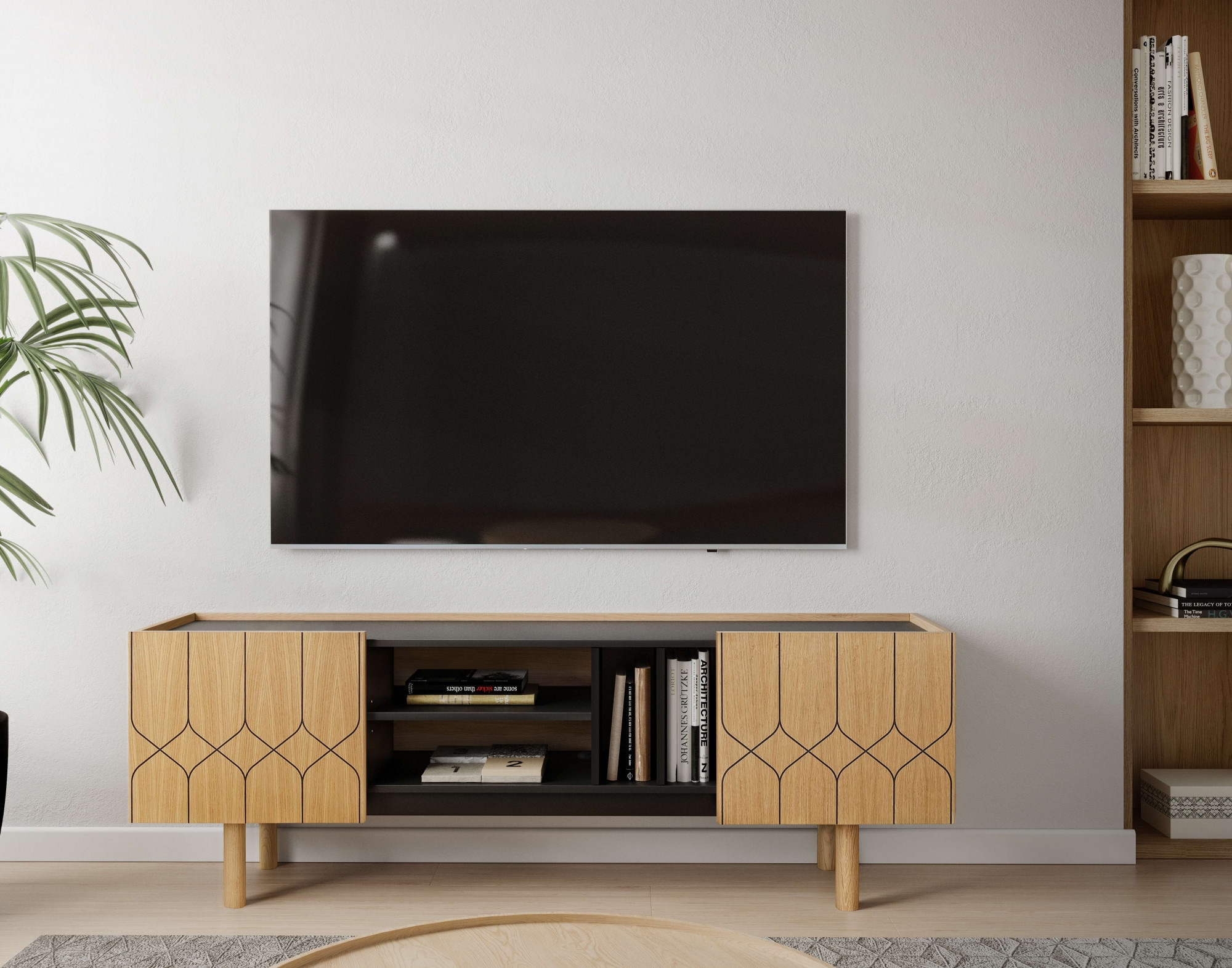 Image of Woodman Sideboard "Porto" Kommode, dekorative Fräsungen, mit Eichenholzfurnier, Breite 175 cm