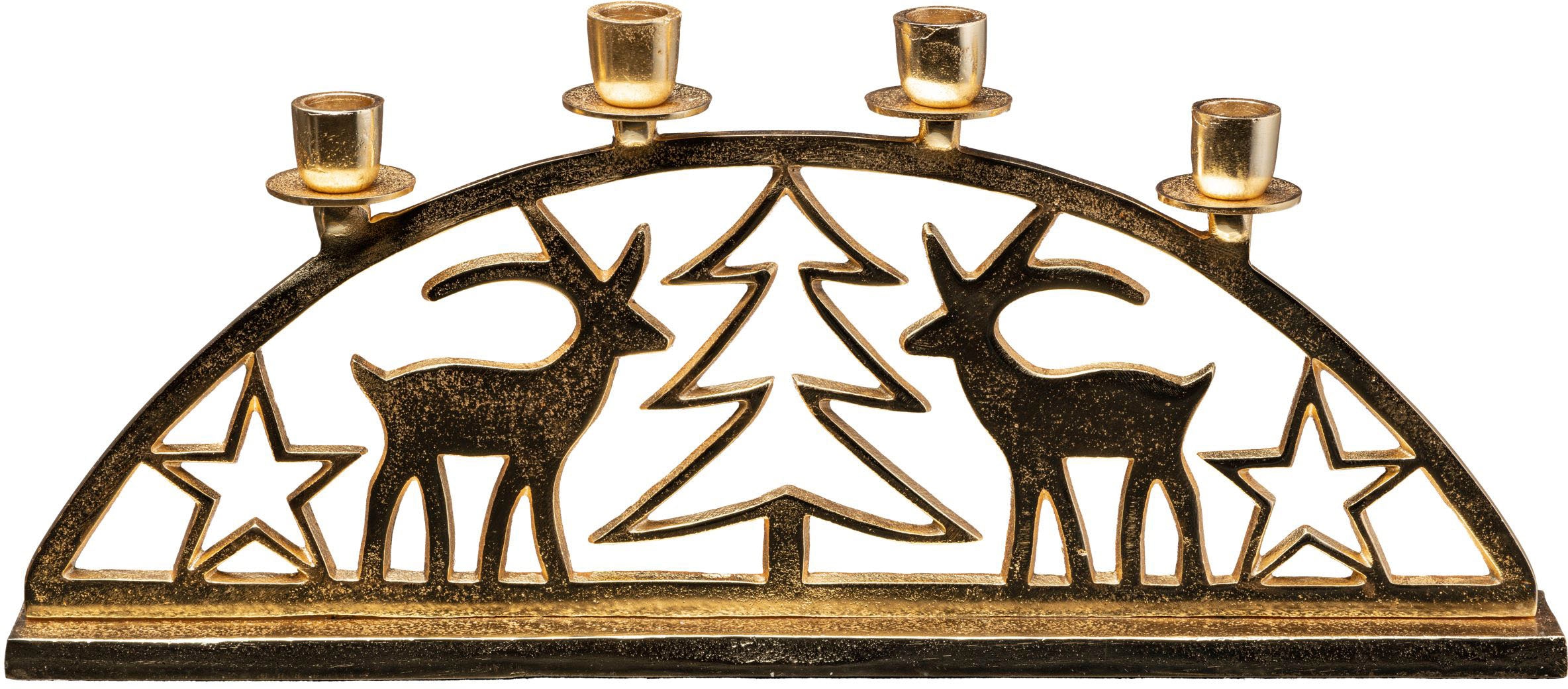 Image of Creativ deco Kerzenhalter "Adventsleuchter Weihnachtslandschaft" Stabkerzenhalter, Weihnachtsdeko, Breite ca. 50 cm, 4-flammig