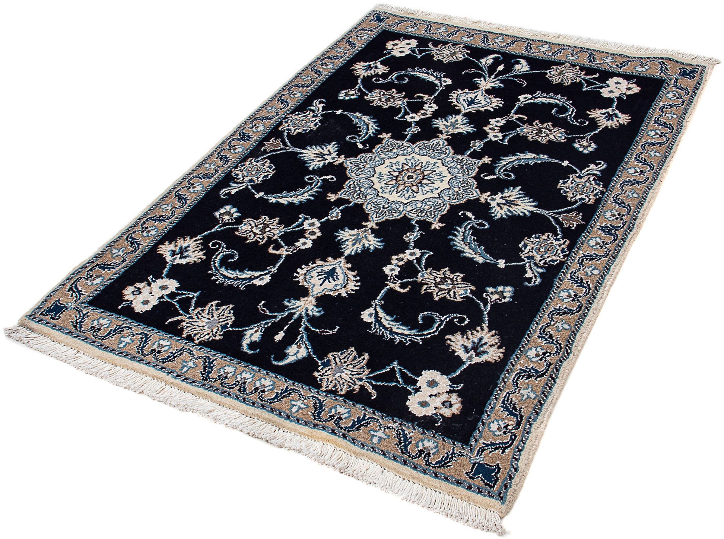 Image of morgenland Orientteppich »Perser - Nain - 144 x 97 cm - dunkelblau«, rechteckig, 10 mm Höhe, Wohnzimmer, Handgeknüpft, Einzelstück mit Zertifikat bei Ackermann Versand Schweiz