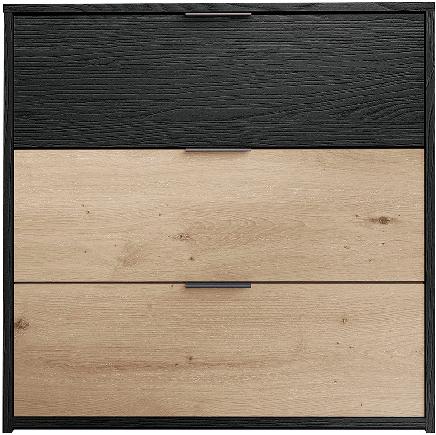 byLIVING Schubkastenkommode »Rimini«, Melamin Eiche schwarz und Artisan Eiche, 3 Schubkästen, Breite 80 cm