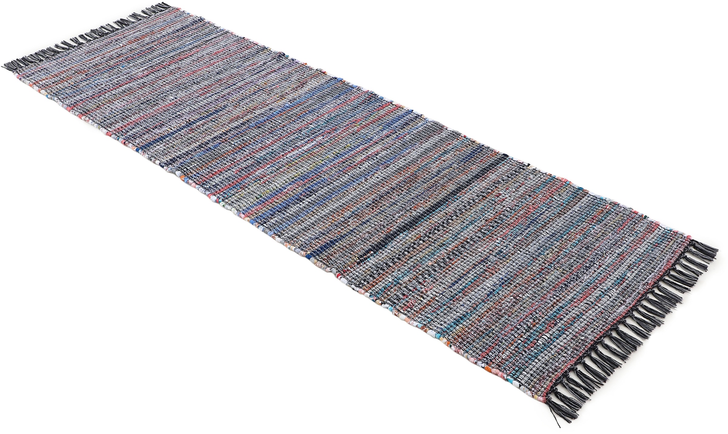 carpetfine Teppich »Kelim Chindi, Wendeteppich«, rechteckig, 6 mm Höhe, handgewebt, Fleckerlteppich mit Fransen, auch vielen in Läufergrössen