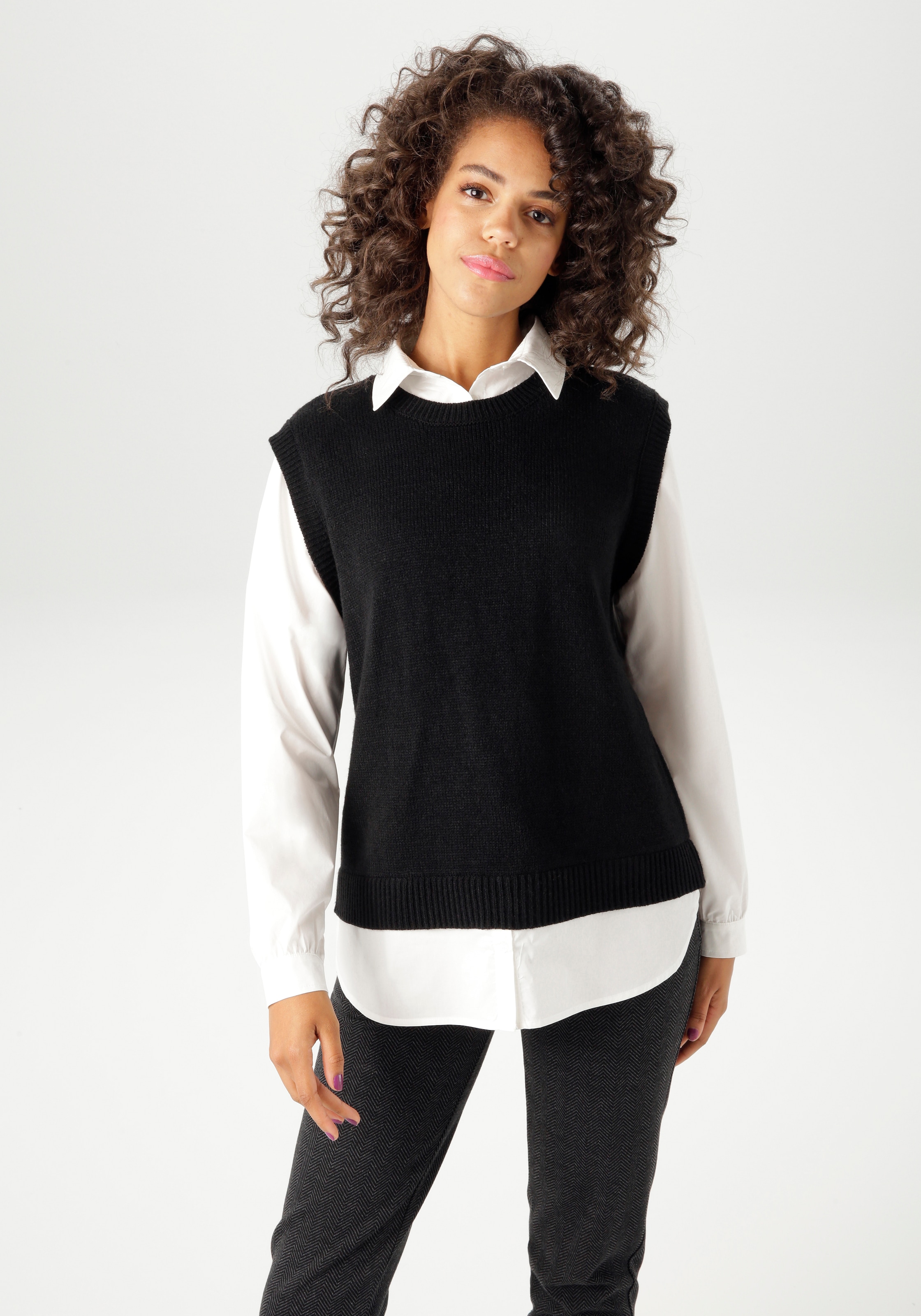 Image of Aniston CASUAL Strickpullover mit Bluseneinsatz