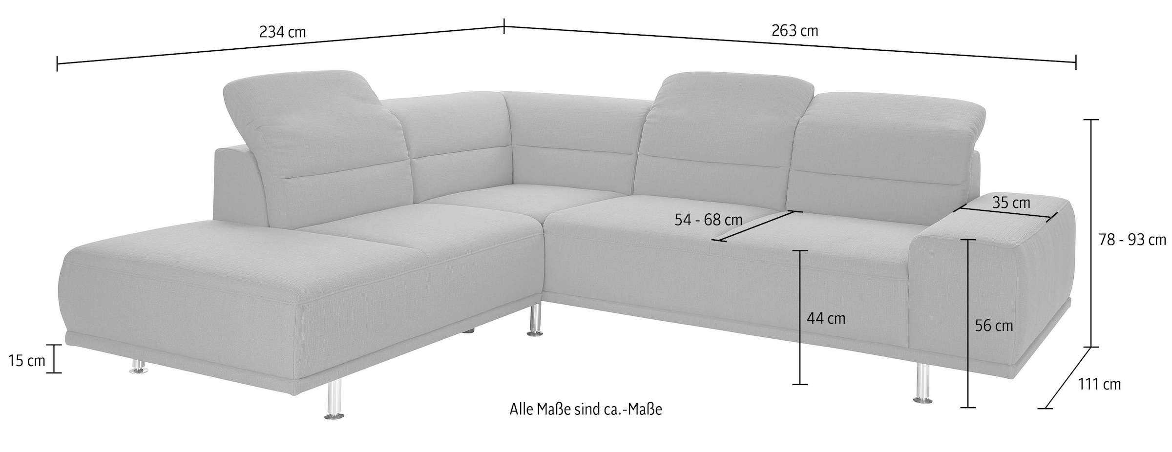 sit&more Ecksofa »Mariola L-Form« mit Federkern und Ottomane, inklusive Sitztiefenverstellung