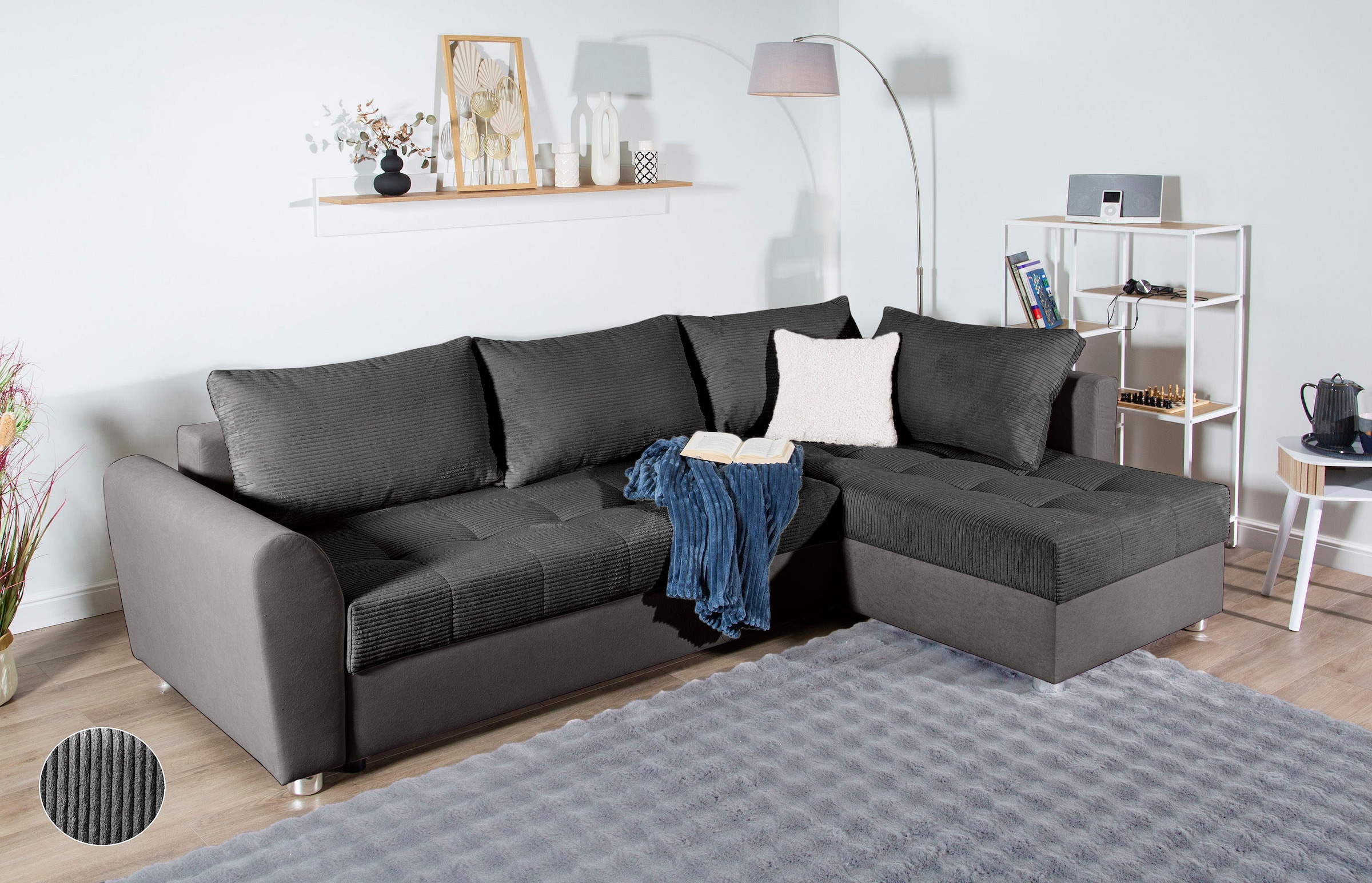 Image of COLLECTION AB "Jana XL L-Form, B: 250 cm" Schlaffunktion, Bettkasten & 1 Zierkissen, Federkern