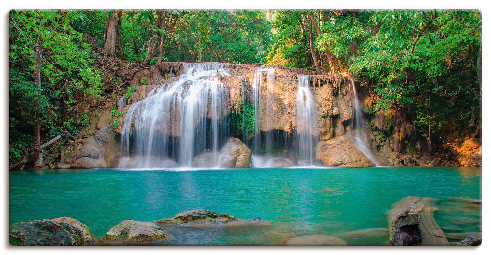 Image of Artland Leinwandbild "Wasserfall im Wald National Park" Gewässer 1 Stk. tlg. auf Holzrahmen gespannt