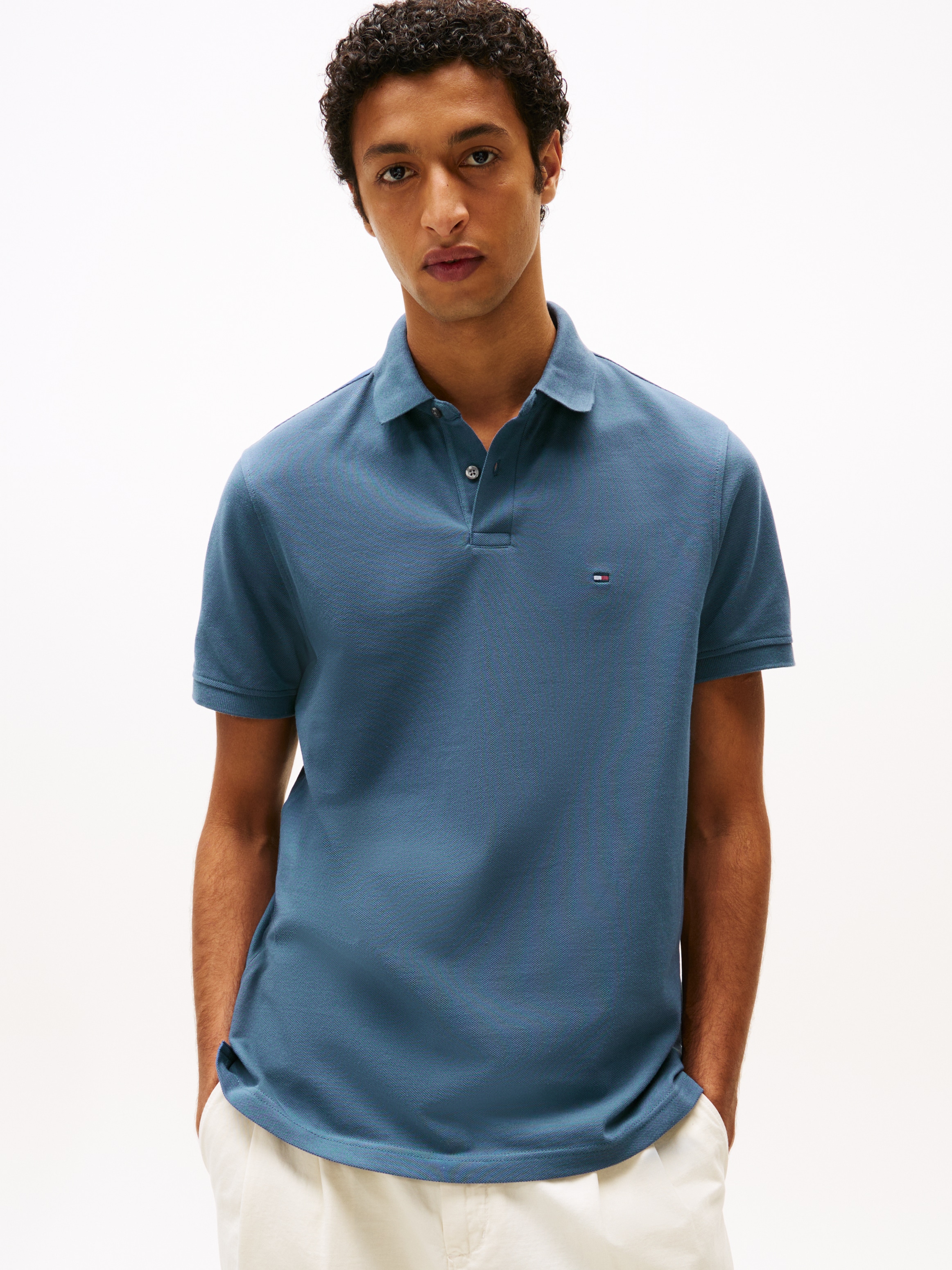 Tommy Hilfiger Polo »1985 REGULAR POLO mit Kontraststreifen und Knopfleiste« unifarben, sportlich, regular fit, Baumwollmix, Polokragen