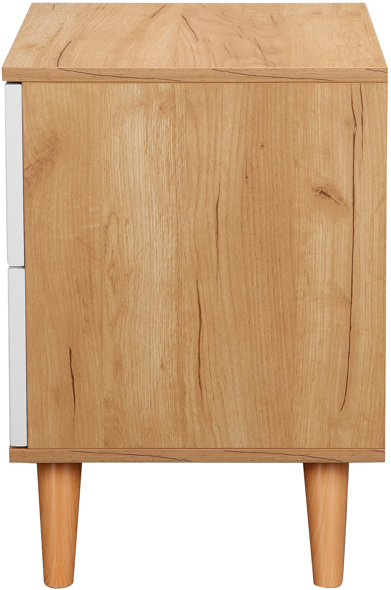 andas Nachtschrank »Lund Nachttisch Beistellschrank Kommode mit Hochglanzfronten«, Nachtkommode mit 2 Schubladen Bestseller im skandinavischem Design