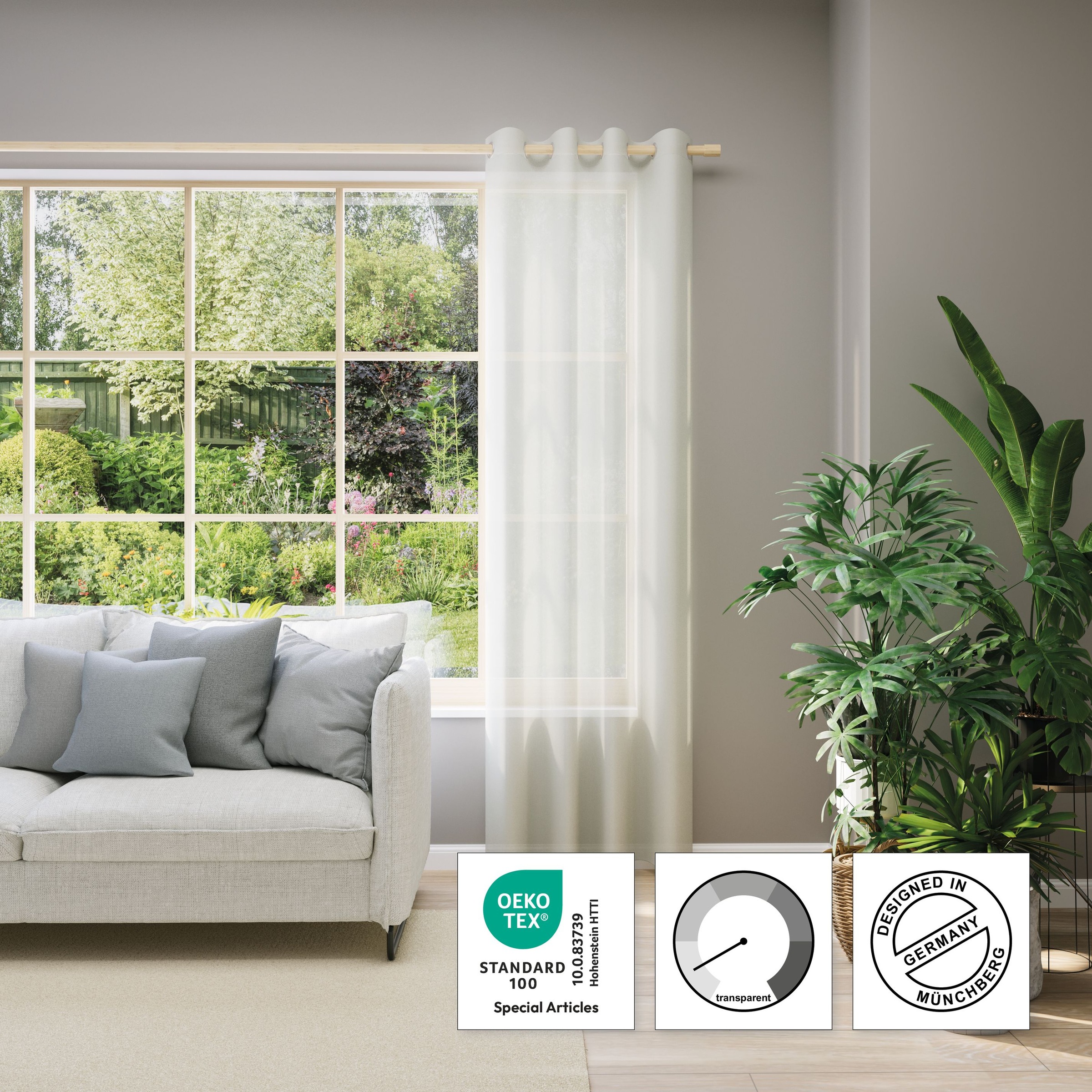 Neutex for you! Vorhang nach Mass »EVA«, (1 St.), Uni-Voile mit elegantem Glanz