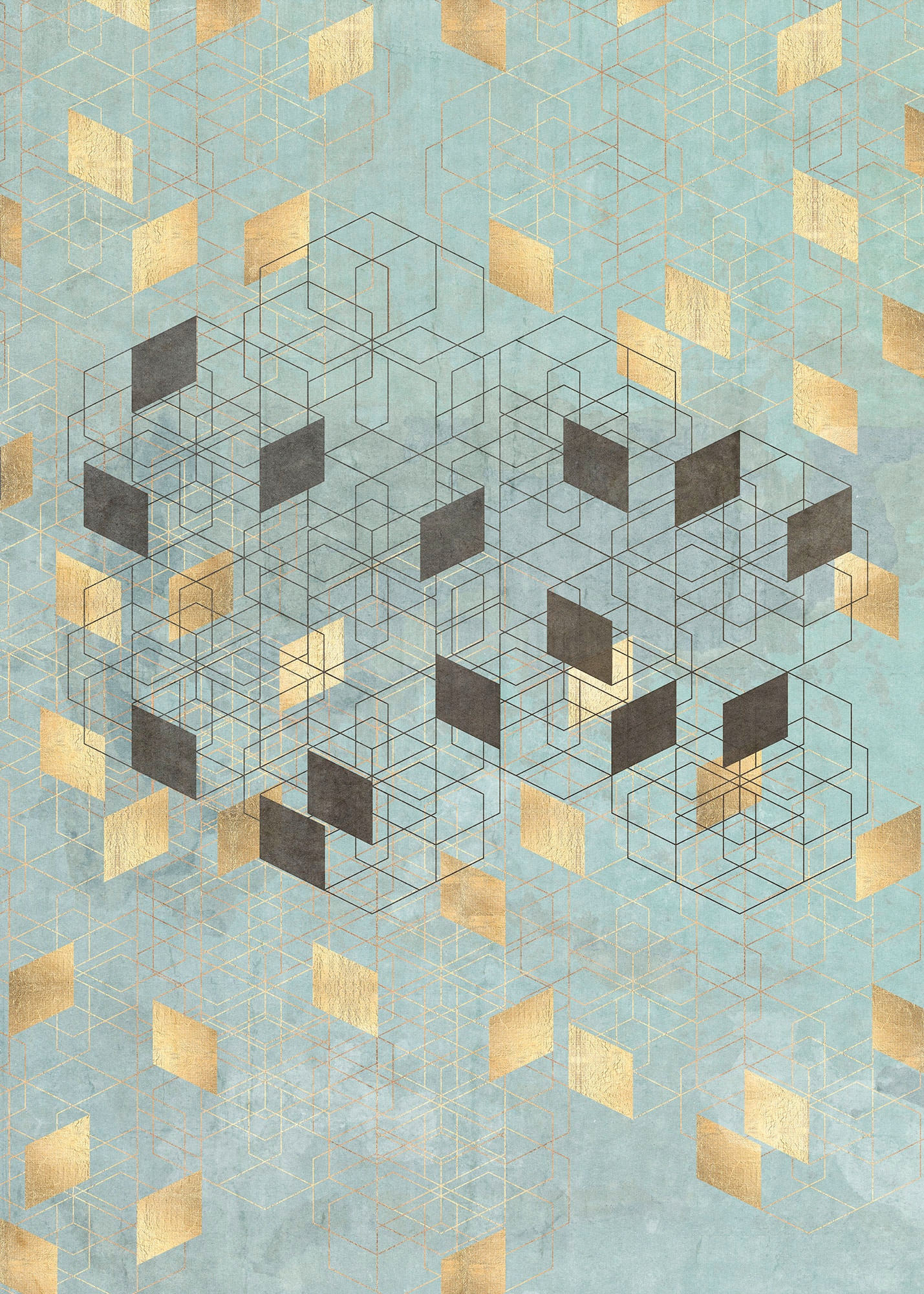 Image of Komar Vliestapete "Digitaldruck Vlies - Plaqué Or - Grösse 200 x 280 cm" bedruckt glatt Wohnzimmer, Schlafzimmer