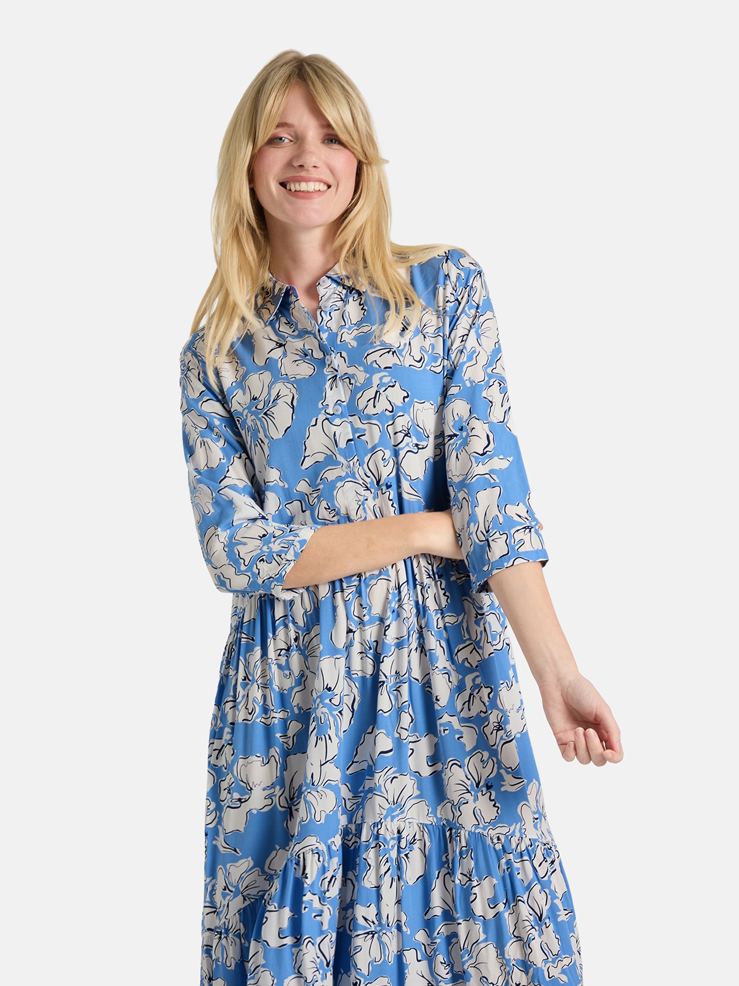 Image of Lieblingsstück Sommerkleid "RorabethL" mit Hemblusenkragen, 3/4-Ärmel