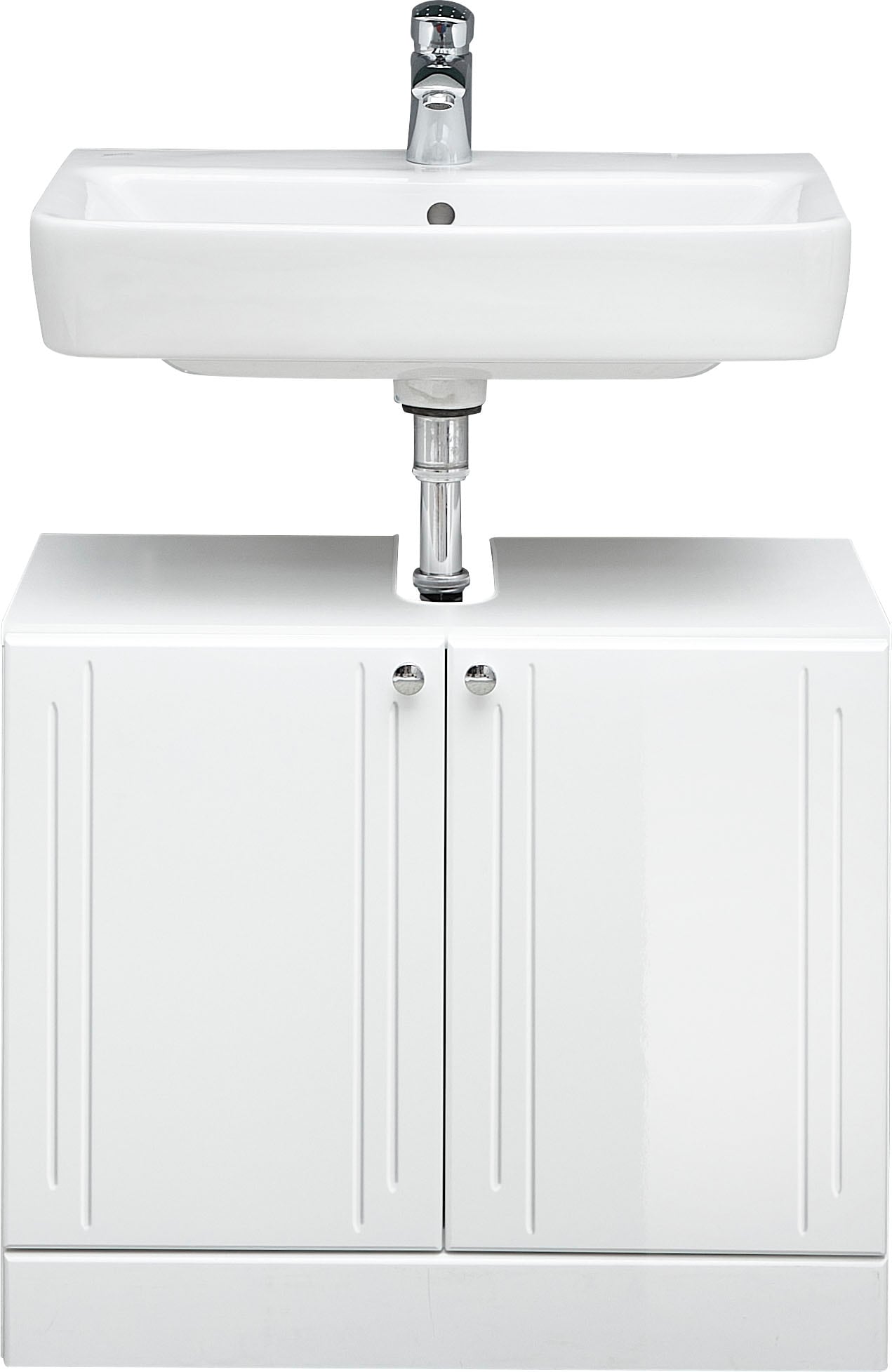 Image of Saphir Waschbeckenunterschrank "Quickset 955 Unterbeckenschrank, Weiss Hochglanz, 2 Türen" Waschbeckenschrank inkl. Türdämpfer, 65 cm breit, ohne Waschbecken