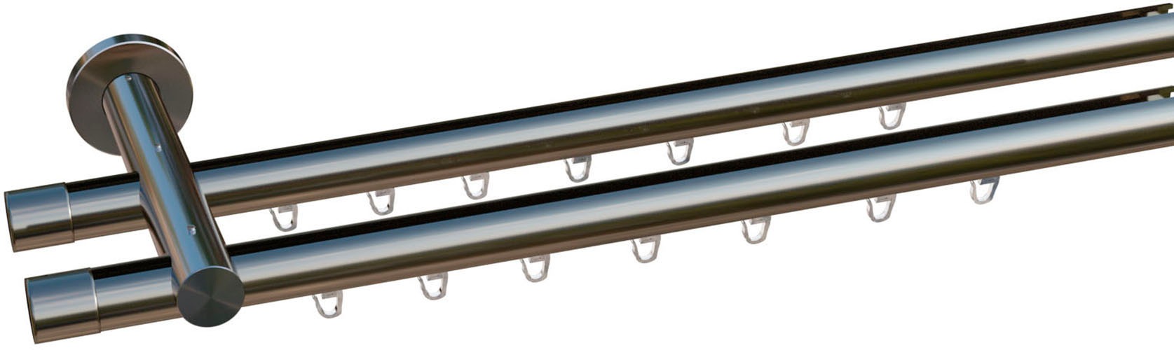 Image of GOODproduct Gardinenstange "Kappe 2-Lauf" Ø 20 mm 2 läufig-läufig Fixmass Innenlauf Komplett-Set inkl. Gleitern und Montagematerial