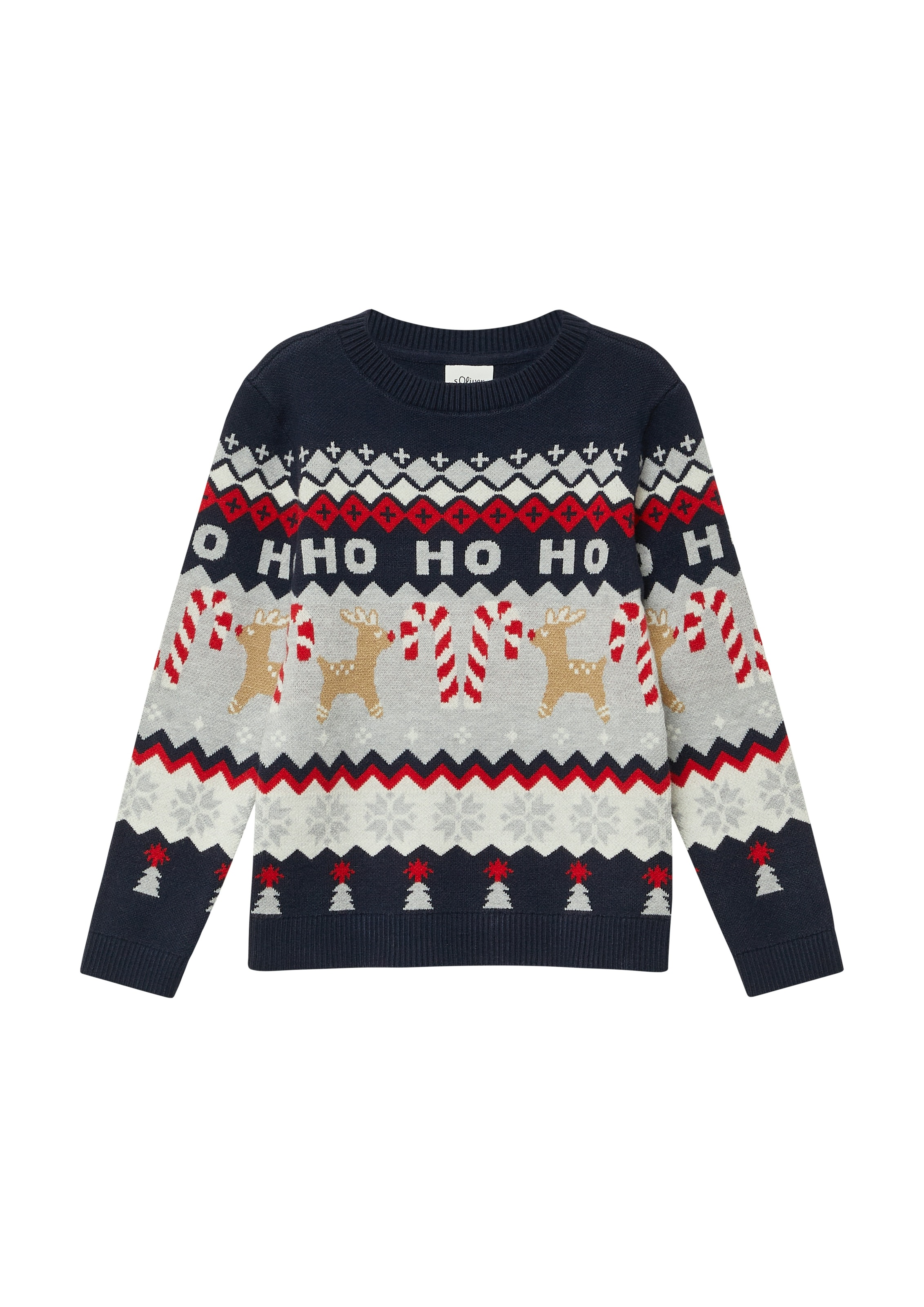 Image of s.Oliver Junior Weihnachtspullover mit Rundhalsausschnitt, Intarsie, Regular Fit