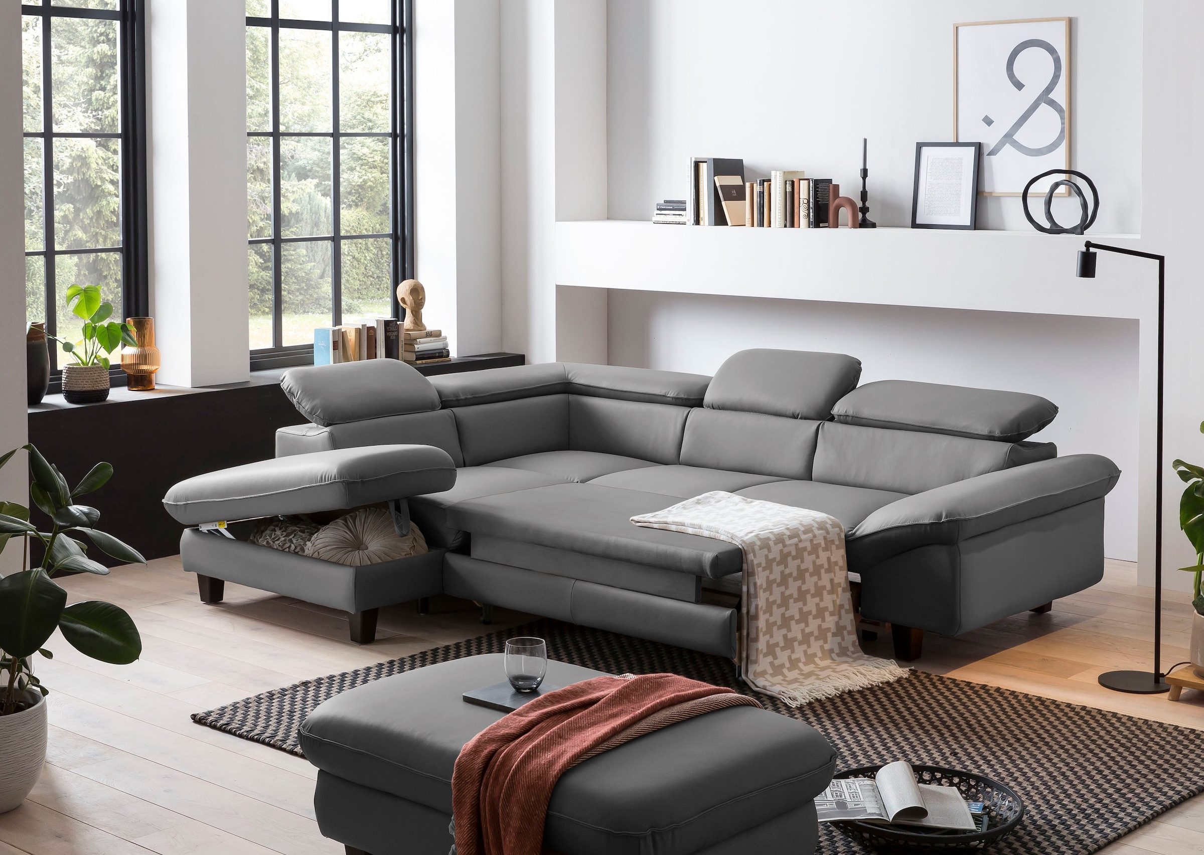 Home affaire Ecksofa »Pilot L-Form«, mit Kopfteilverstellung, wahlweise mit Bettfunktion & Bettkasten