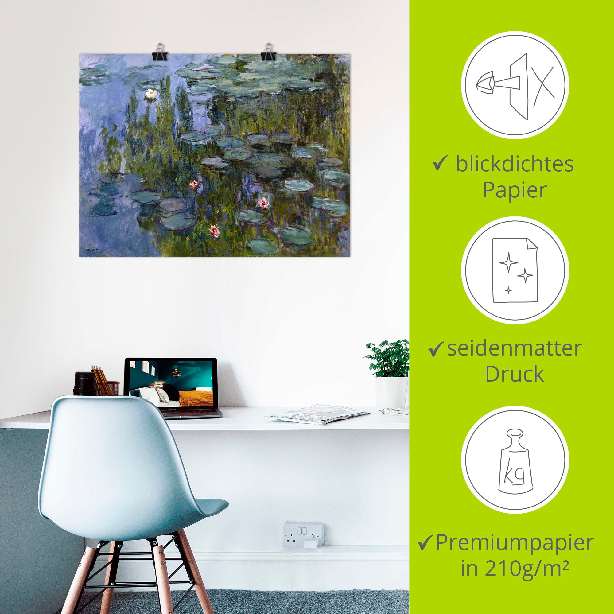 Artland Wandbild »Seerosen (Nympheas). 1918/1921.« Blumen 1 Stk. tlg. als Leinwandbild, Poster in verschied. Grössen