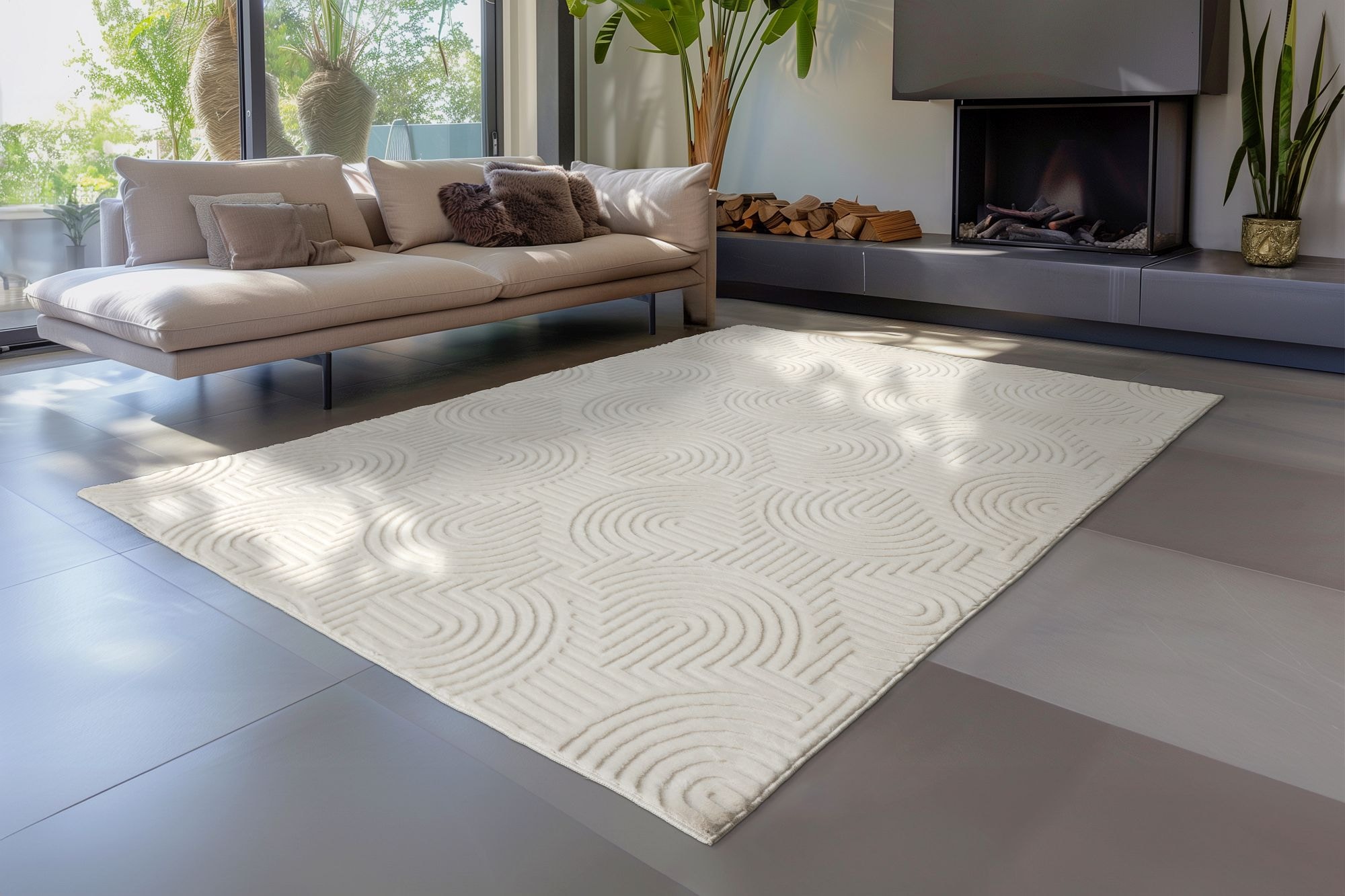 Image of Kayoom Teppich "Balance Flow 225" rechteckig 18 mm Höhe Kurzflor, Hoch Tief, modernes Muster, Wohnzimmer