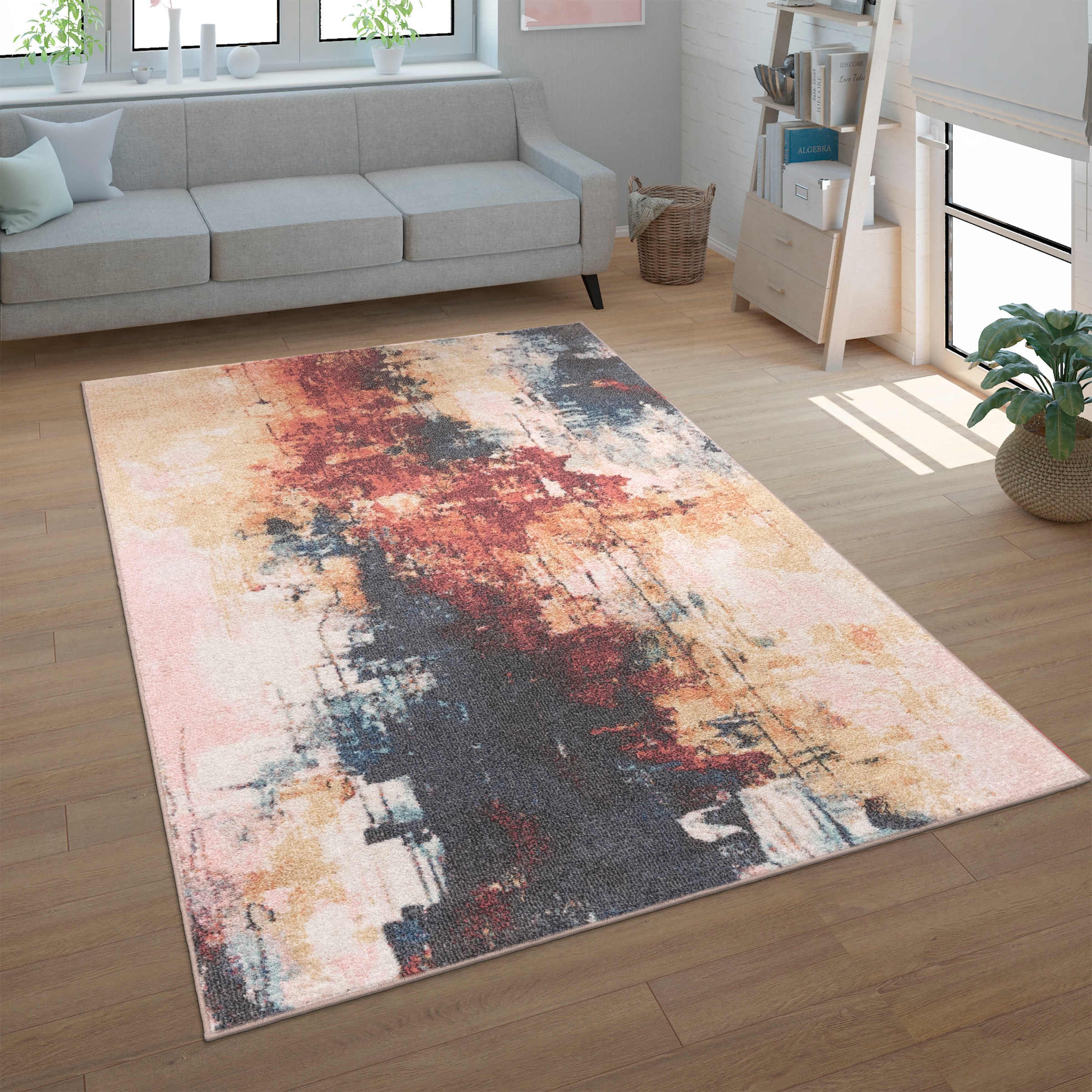 Image of Paco Home Teppich "Ryan 934" rechteckig 12 mm Höhe Kurzflor, modernes abstraktes Design, Wohnzimmer, Schlafzimmer