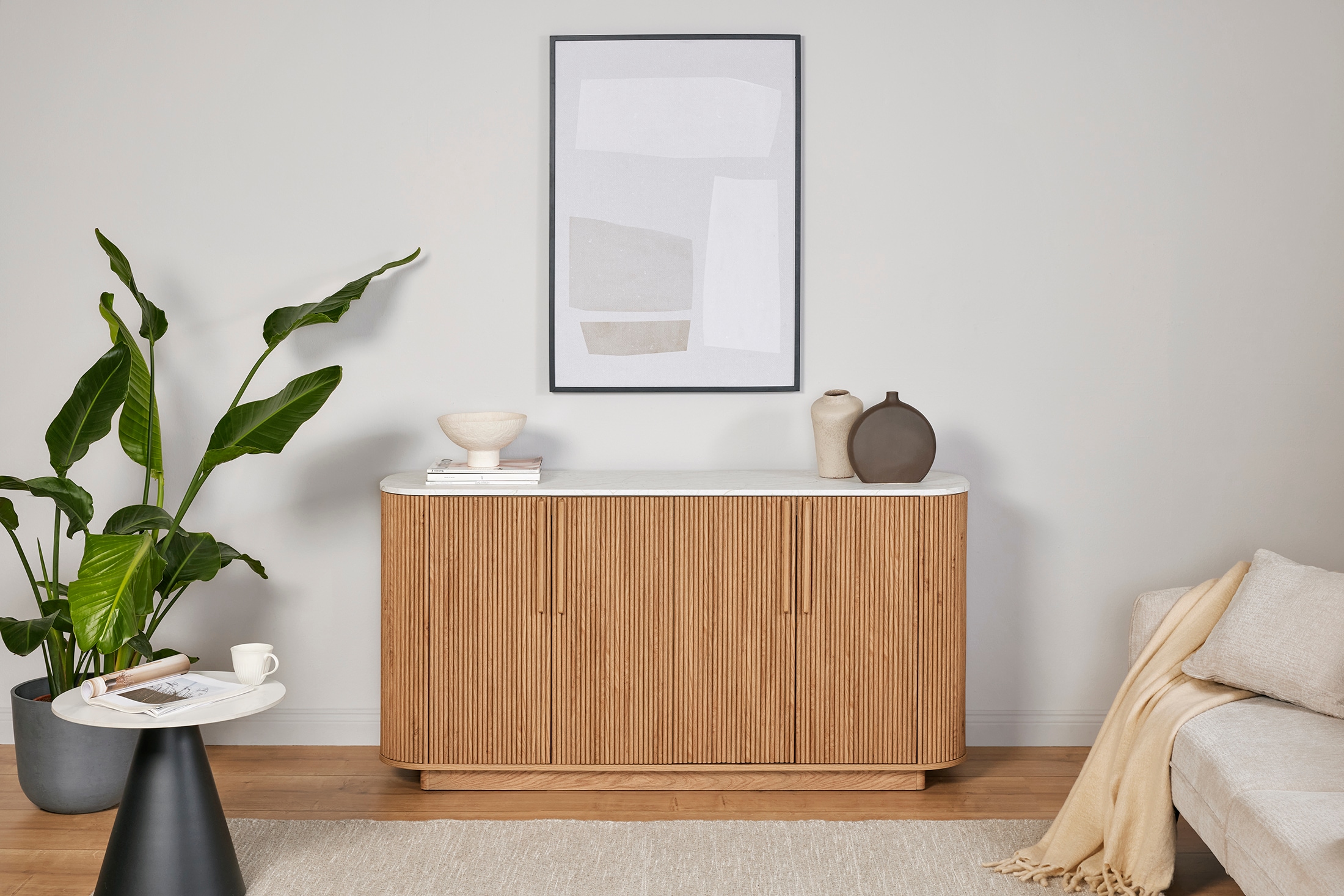 Jahnke Buffet »STRING SB 160« 1 cuis tlg. Buffet bas, 4 portes, aspect marbre, largeur 159,5 cm