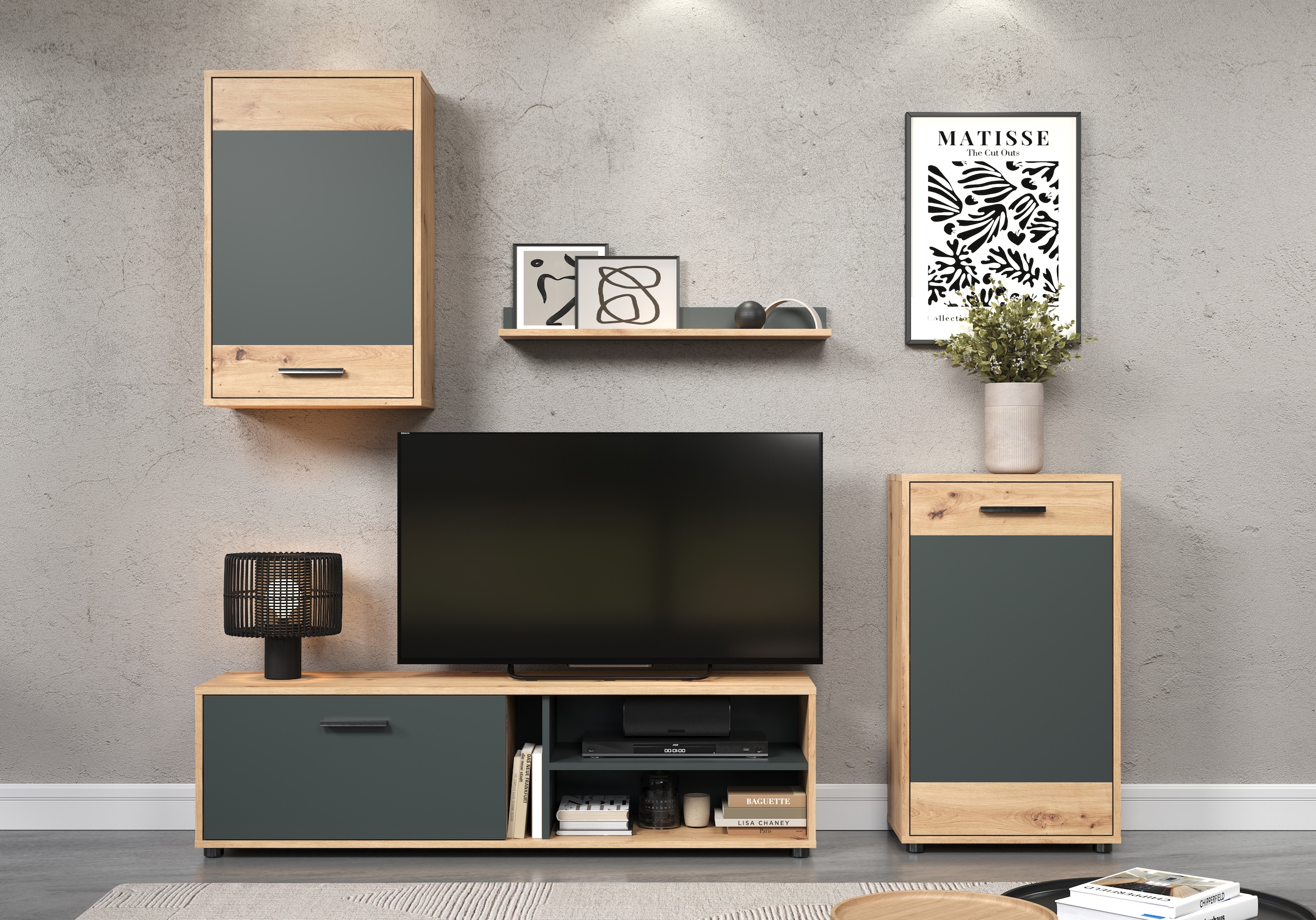 Image of INOSIGN Wohnwand "Valetta inkl. TV-Kommode, Hänge-Vitrine, Sideboard und Wandregal" Komplett-Set, 4, 4 Stk. tlg.