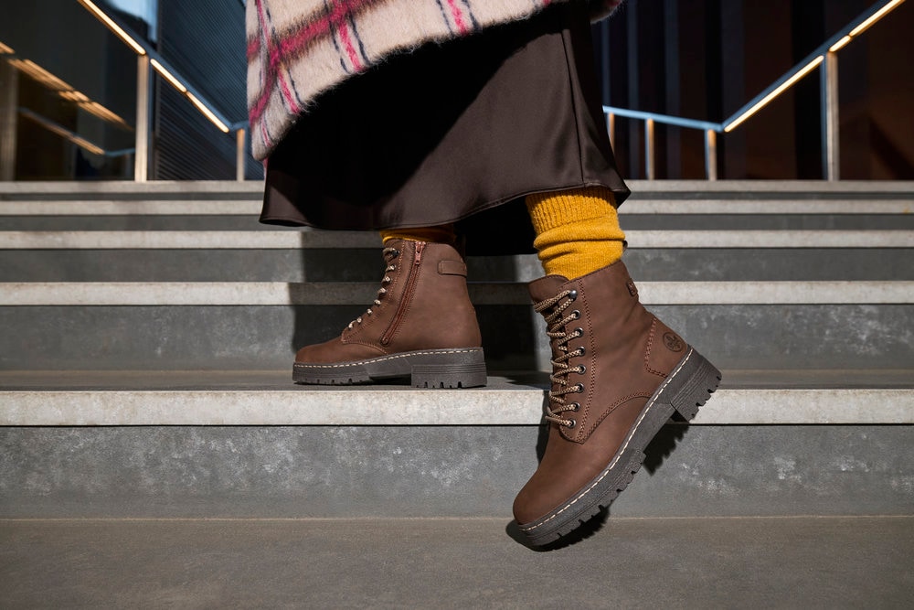 Rieker Schnürstiefelette  Schnürboots, Plateauboots, Profilsohle, mit Innenreissverschluss