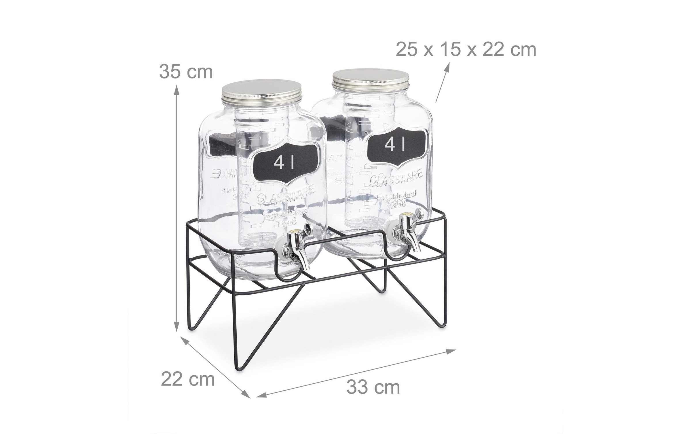 relaxdays Getränkespender »mit Ständer 2er Set, 4 Liter«