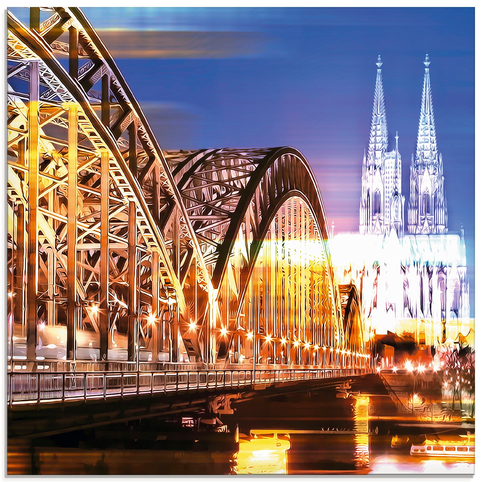 Image of Artland Glasbild "Köln Skyline Abstrakte Collage 10" Brücken 1 Stk. tlg. in verschiedenen Grössen